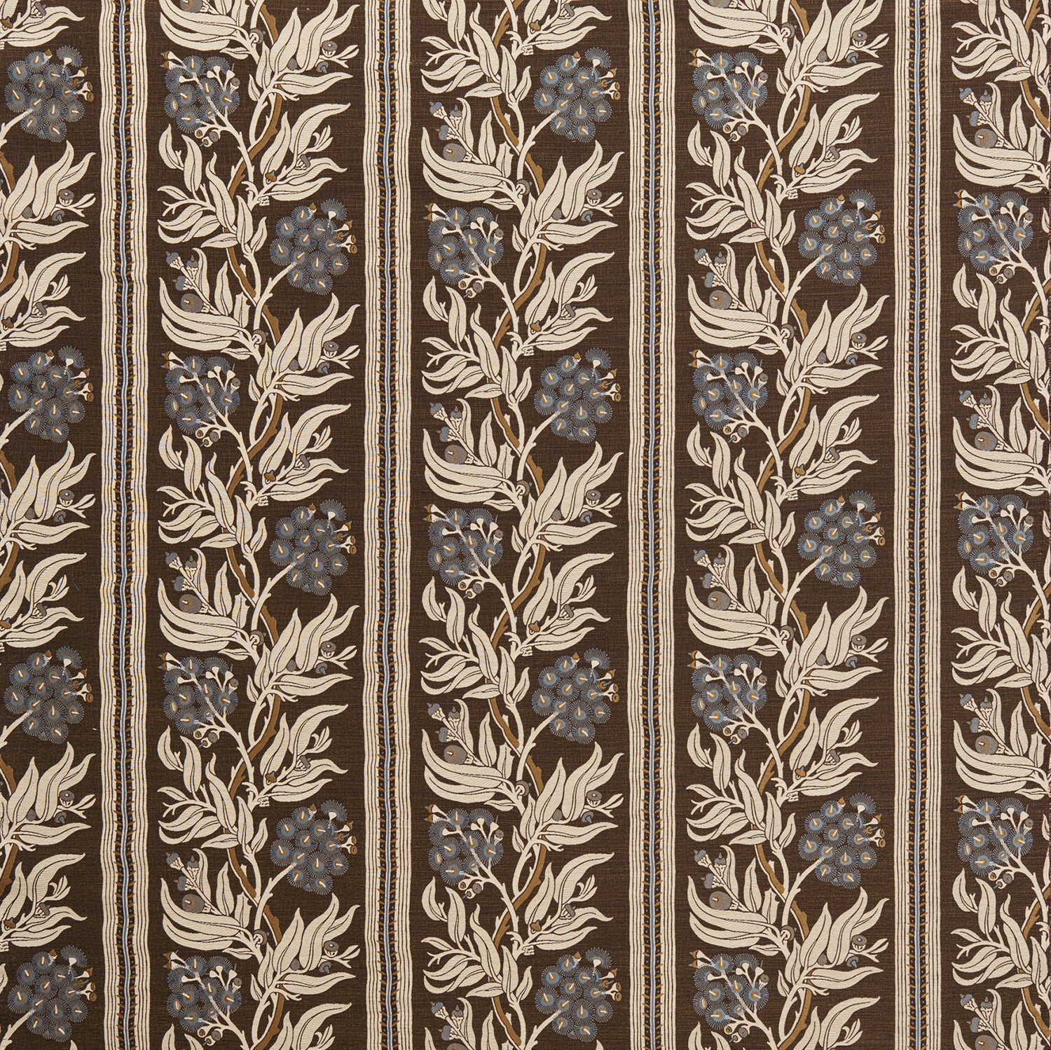 Gum Blossom Stripe Chocolate Performance Fabric
