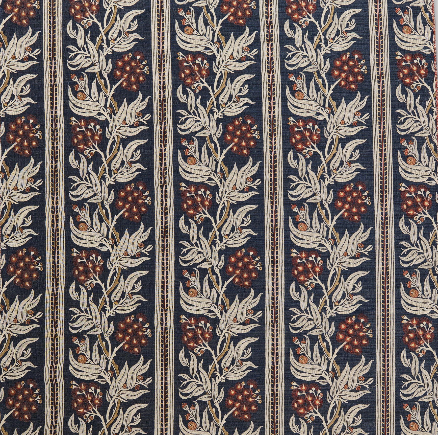 Gum Blossom Stripe Navy Performance Fabric