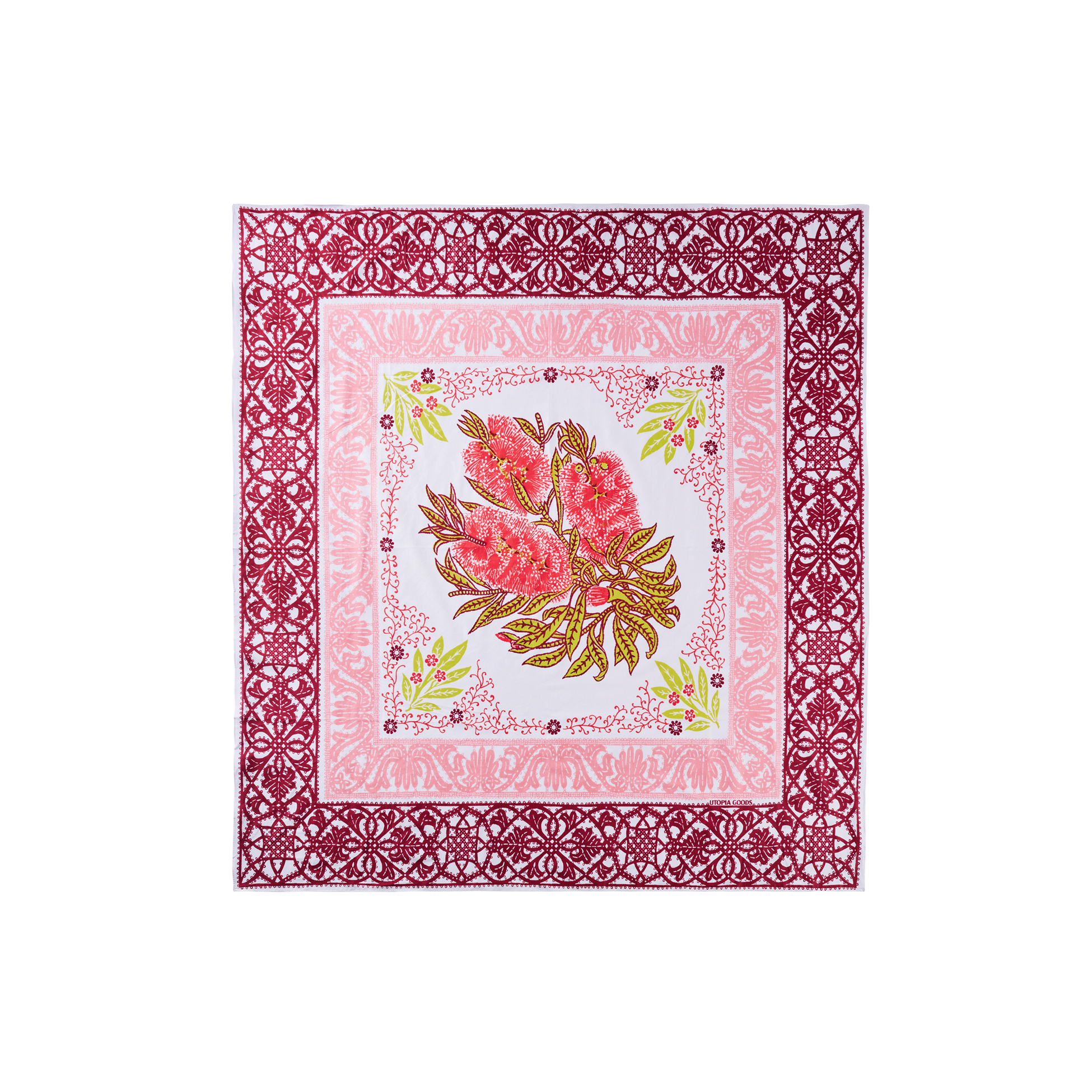 Large Bottle Brush Red Cotton Scarf