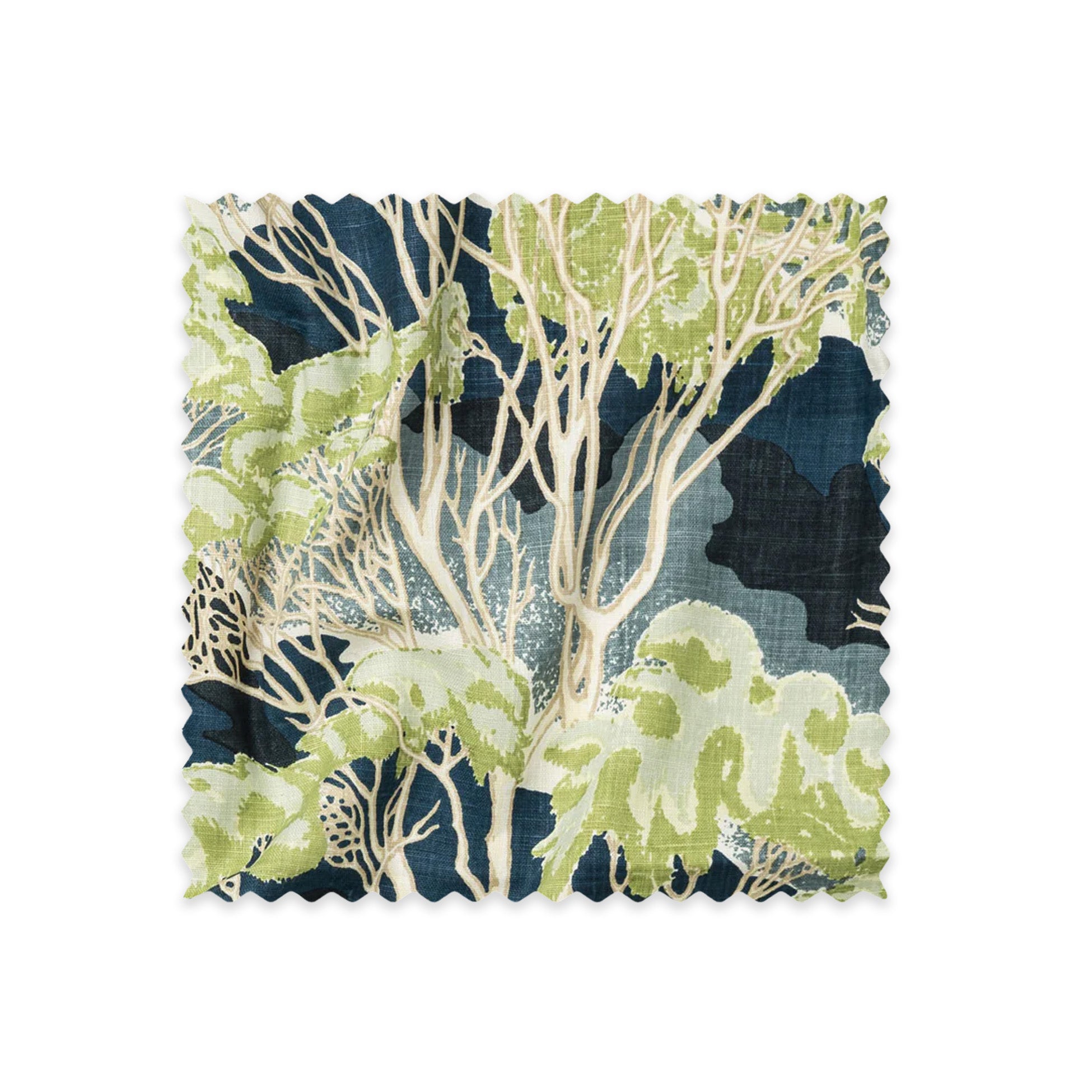 Trees Blue Linen Swatch