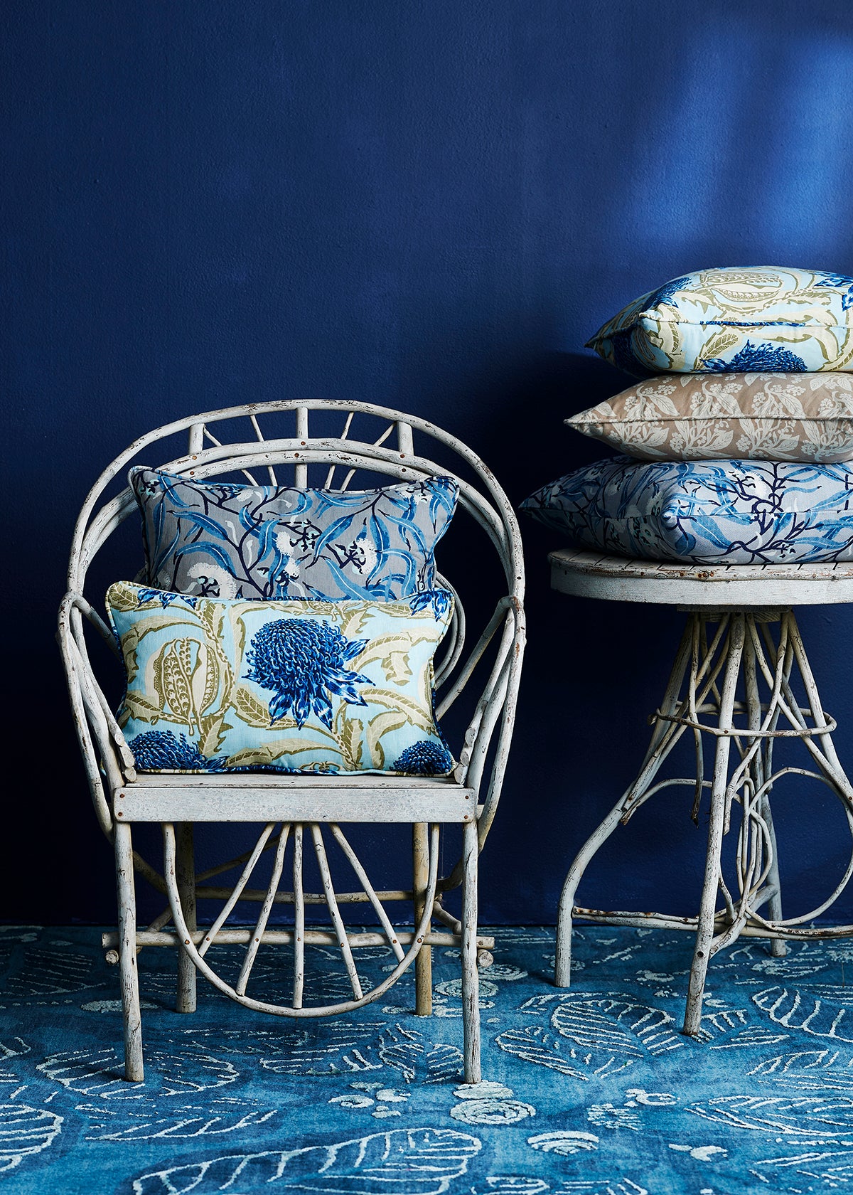 State of Waratah Blue Bolster Cushion Cover