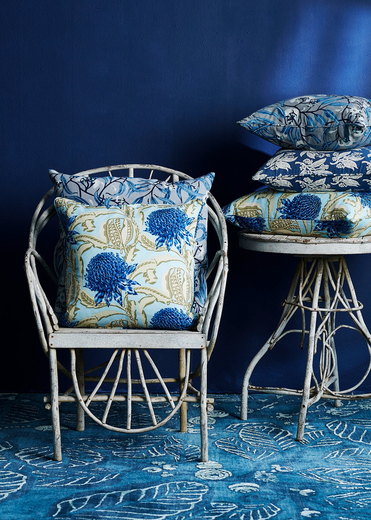 State of Waratah Blue Medium Cushion Cover