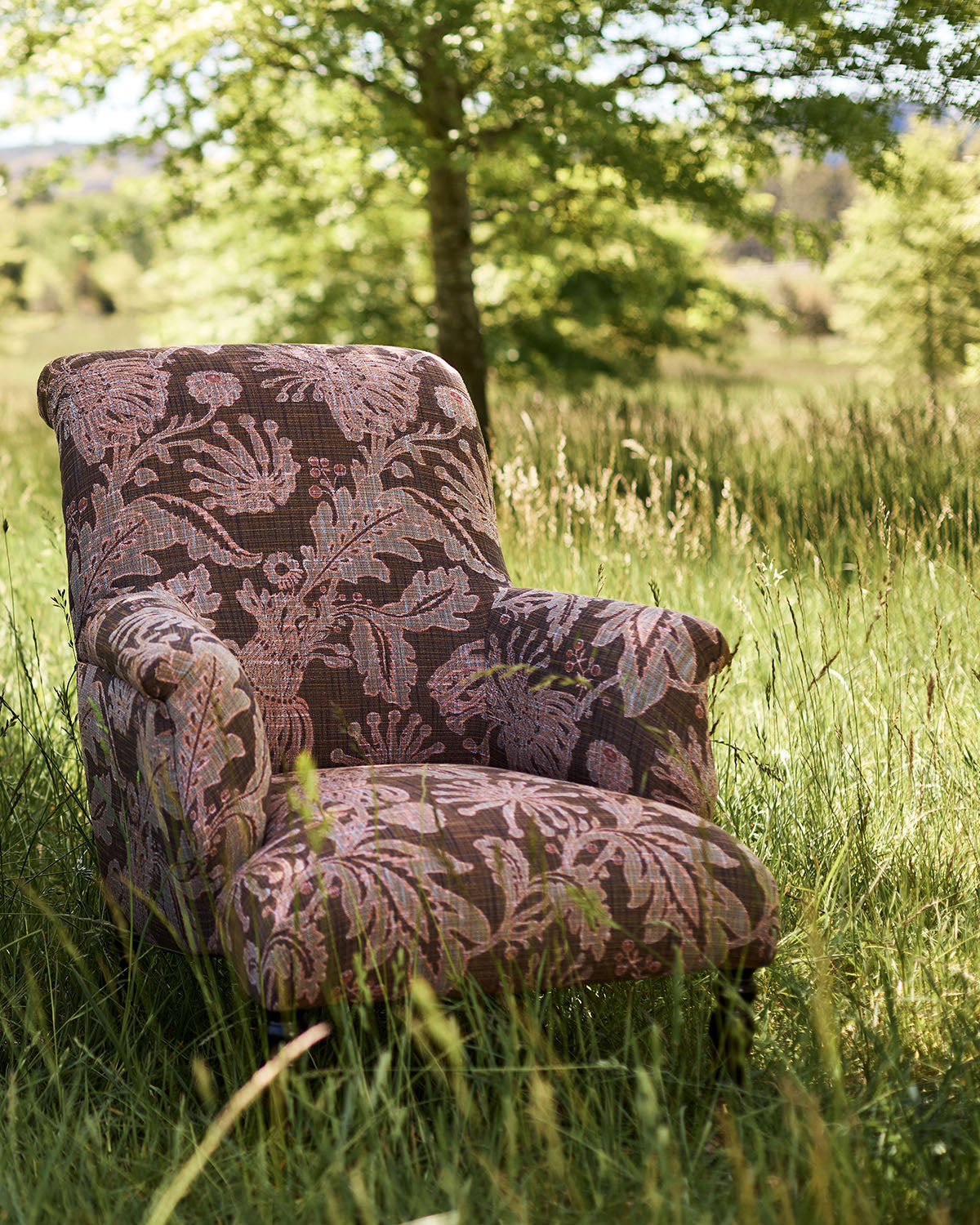 French Parlour Chair - Firewheel Rust Performance Fabric