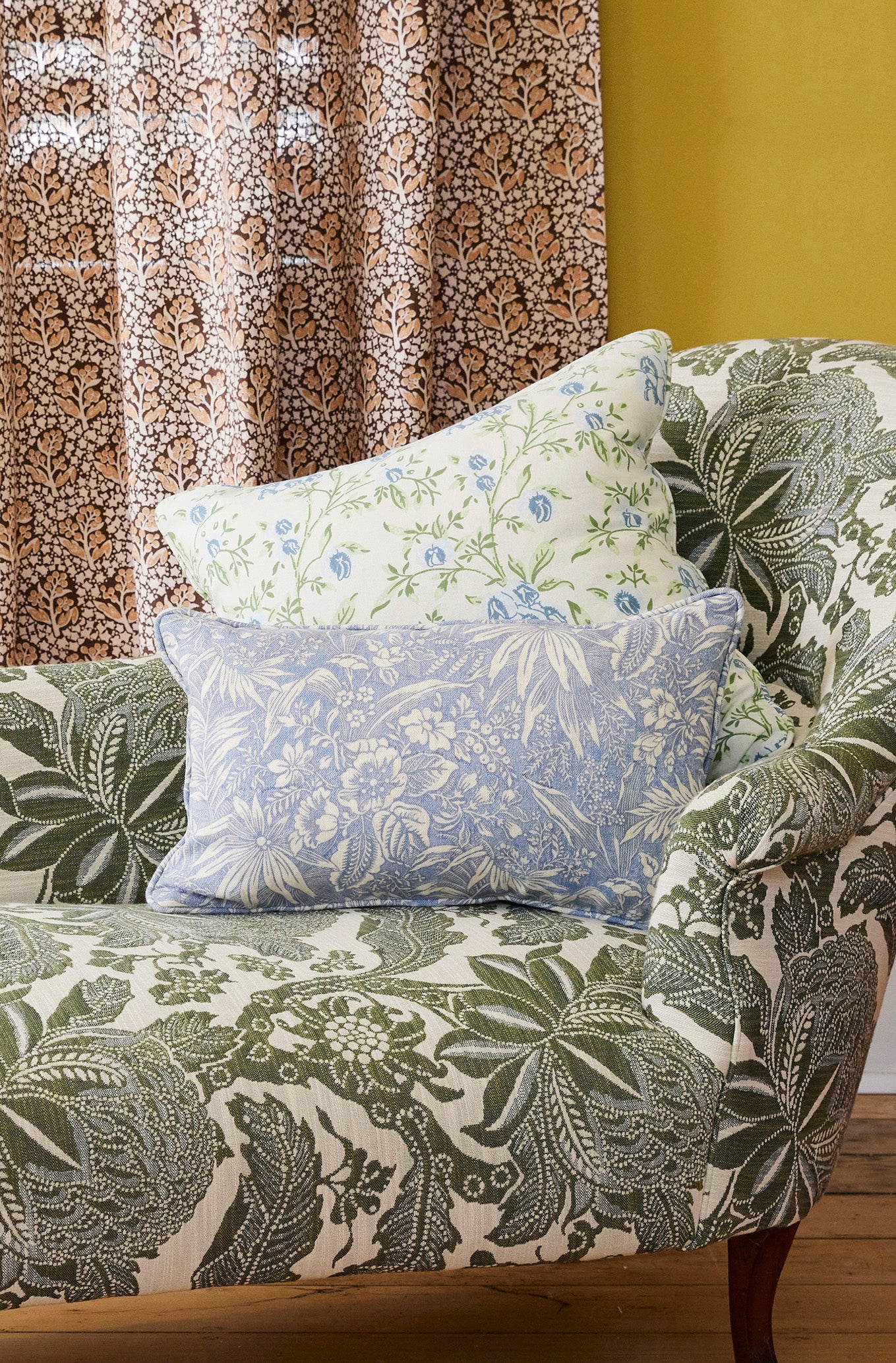 Palm Grove Blue Bolster Cushion Cover