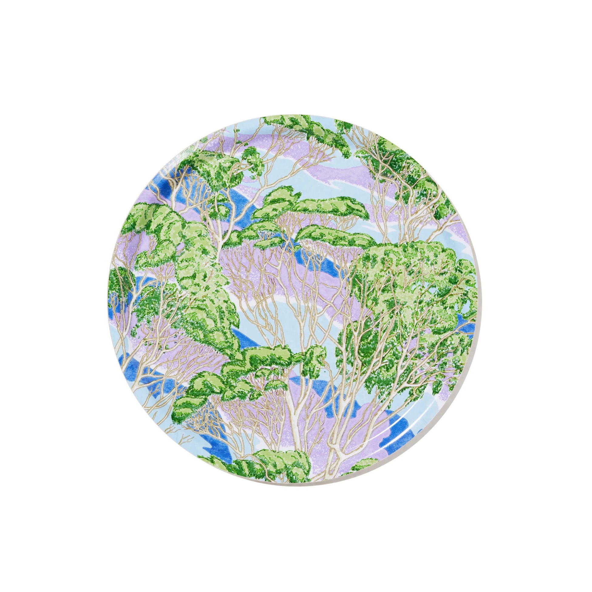 Trees Blue Round Tray