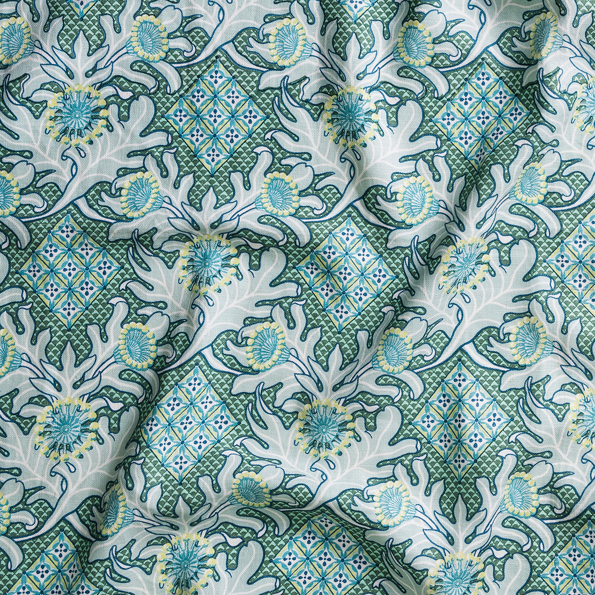 Firewheel Trellis Ocean Furnishing Fabric