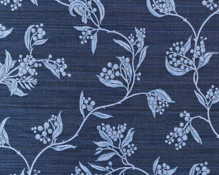 Floral pattern on a blue fabric background