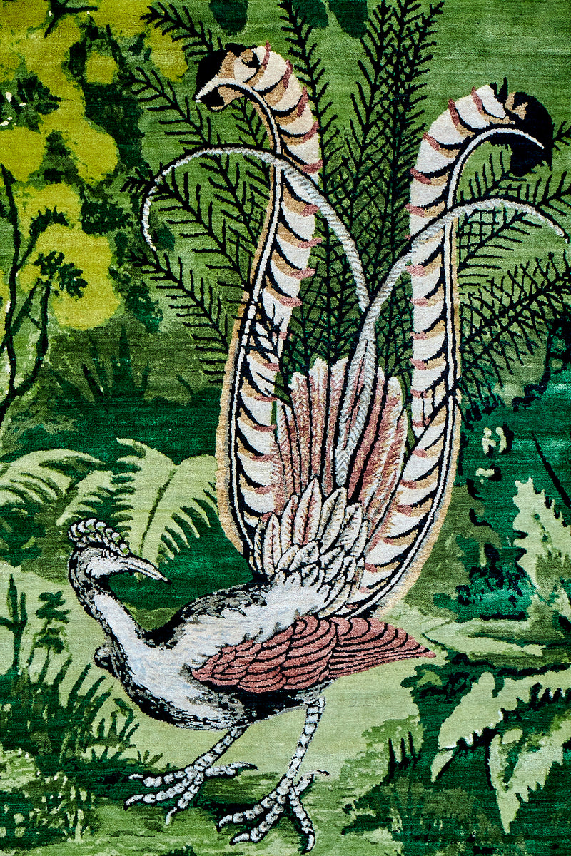 Lyre Bird Hand Knotted Wall Hanging