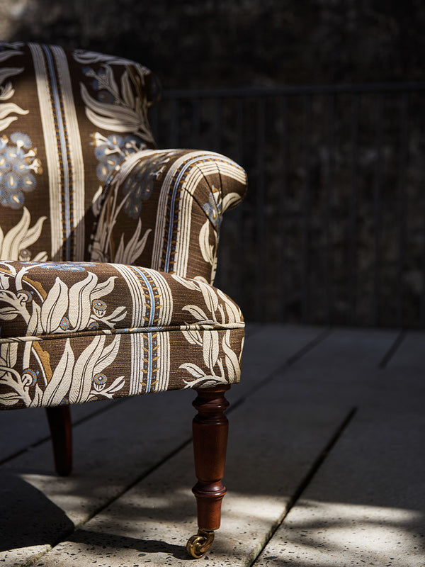 Antique Victorian Shield Chair - Gum Blossom Stripe Chocolate