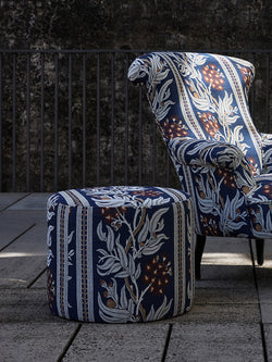 Gum Blossom Navy Ottoman