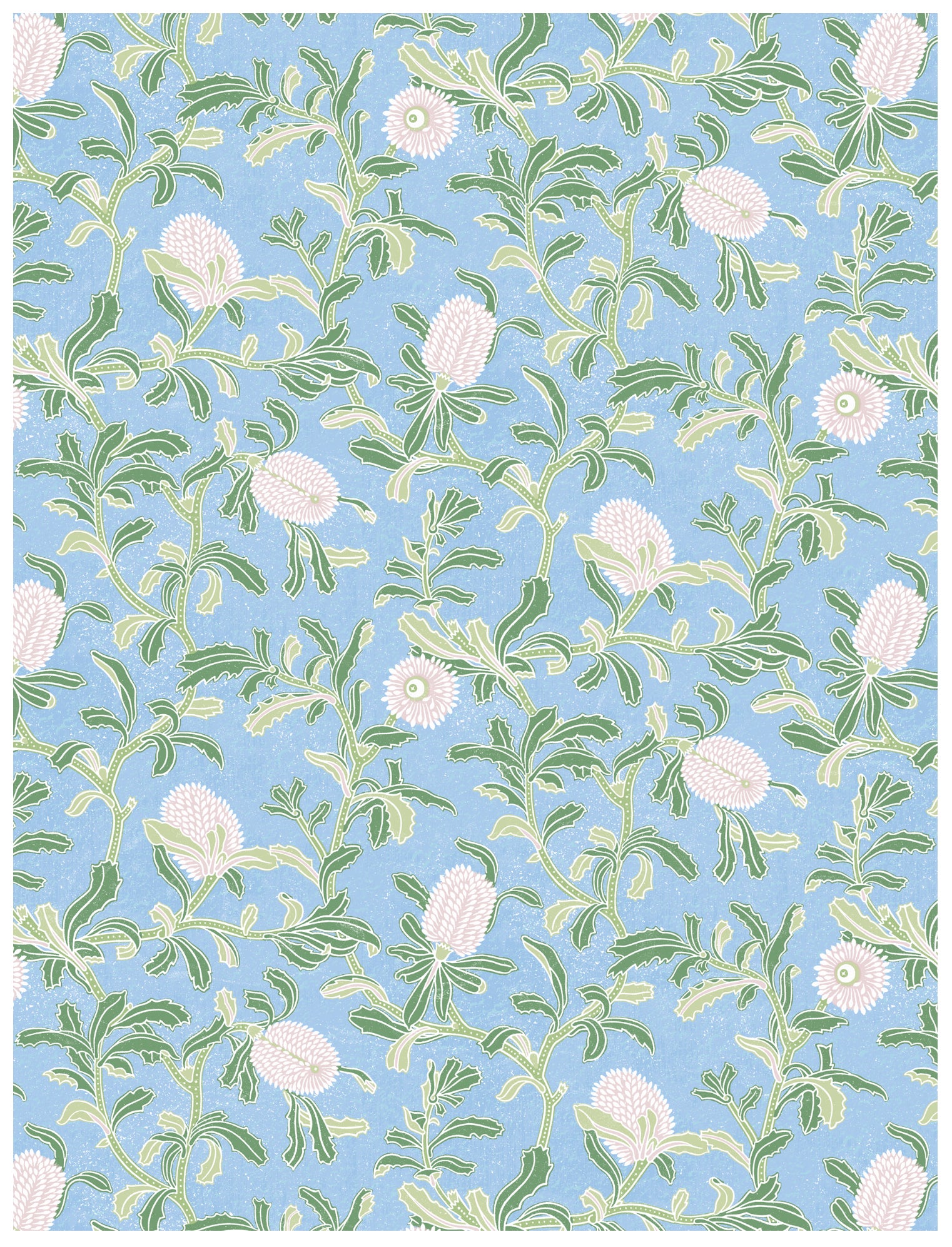 Silver Banksia Blue Wallpaper