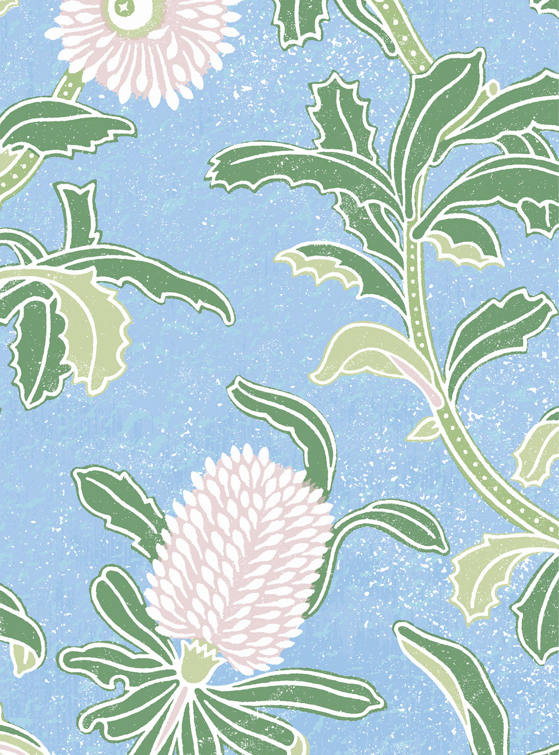 Silver Banksia Blue Wallpaper Swatch/Memo