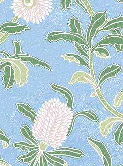 Silver Banksia Blue Wallpaper Swatch