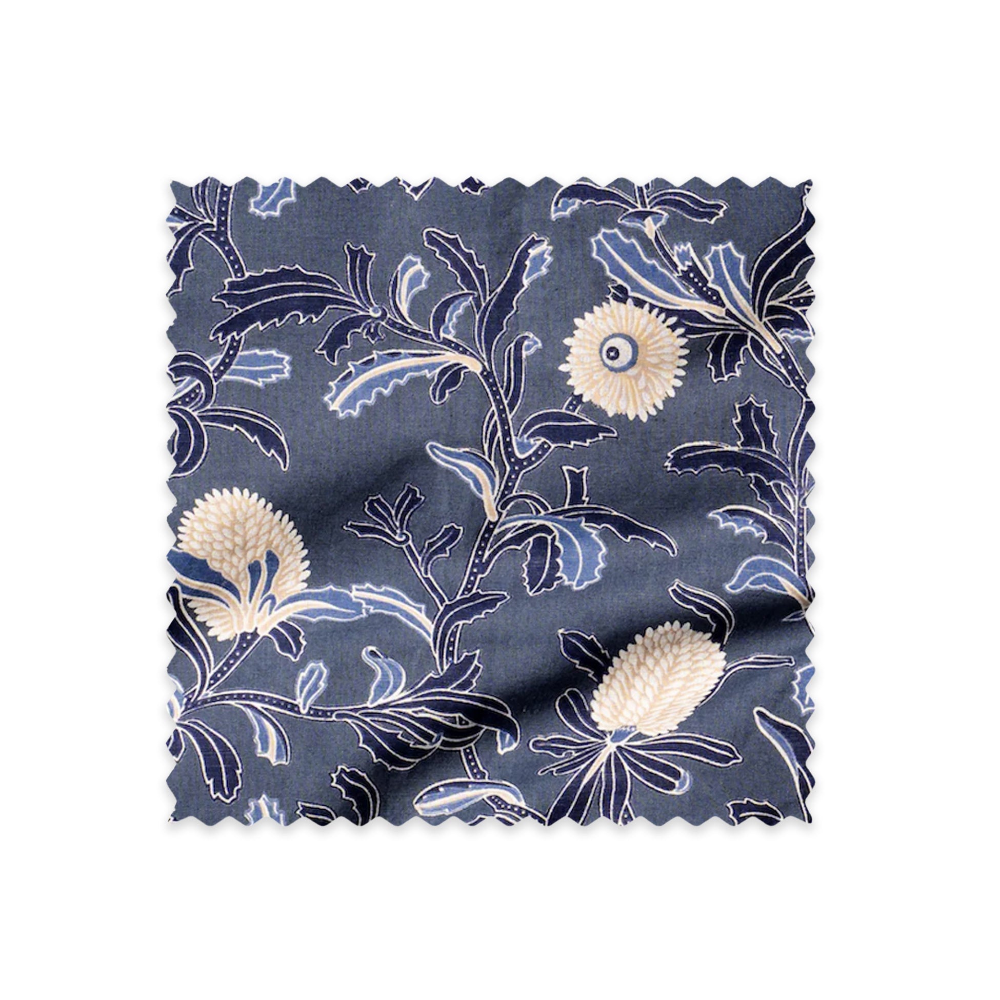 Silver Banksia Indigo Cotton/Linen Swatch