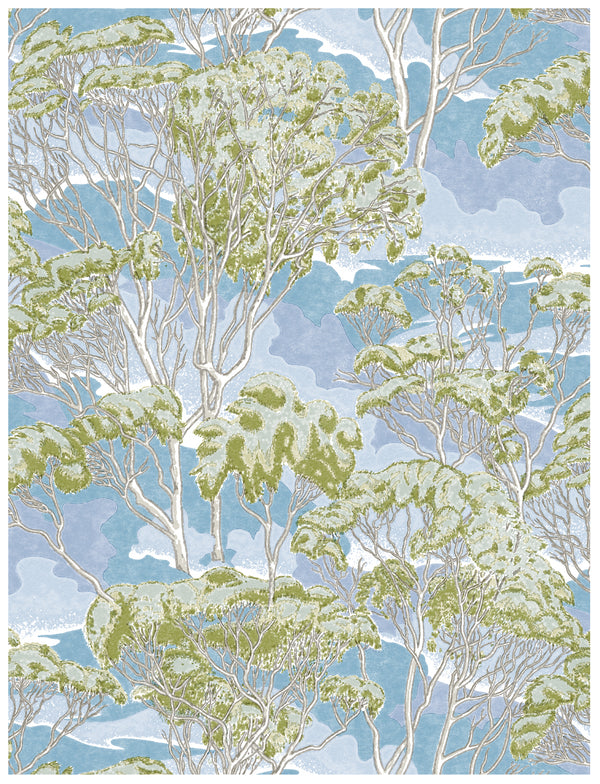 Trees Blue Wallpaper Swatch Sample
