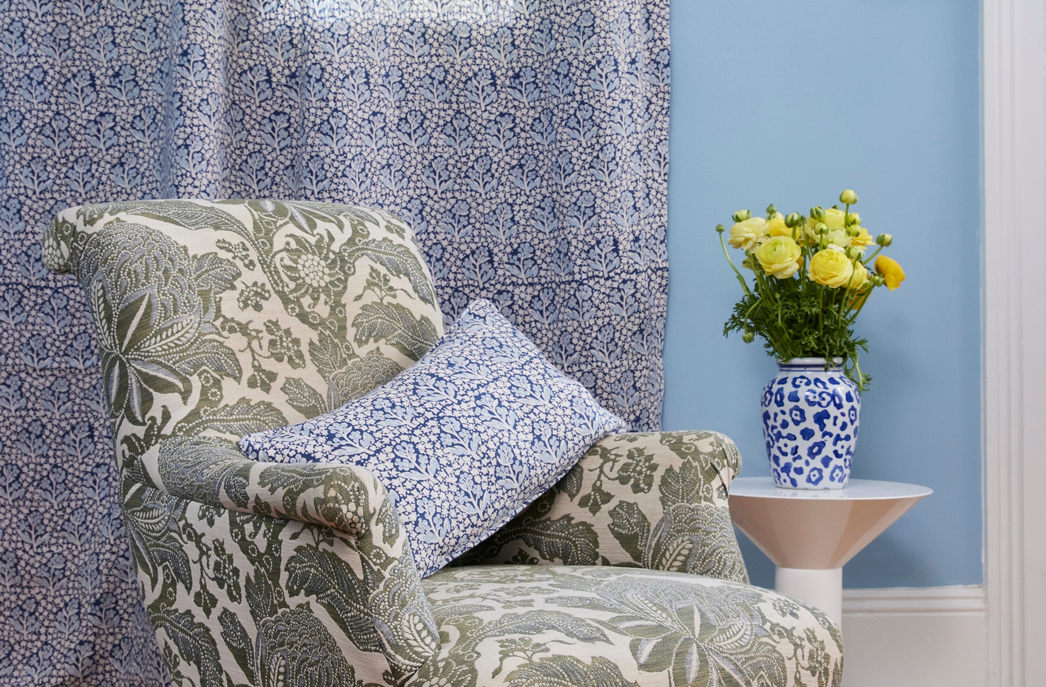 French Parlour Chair - Waratah Sage Performance Fabric