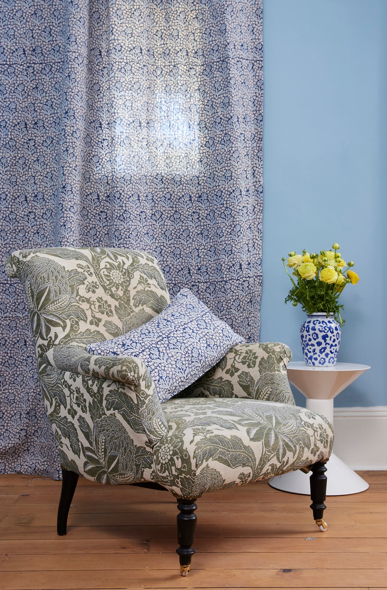 French Parlour Chair - Waratah Sage Performance Fabric