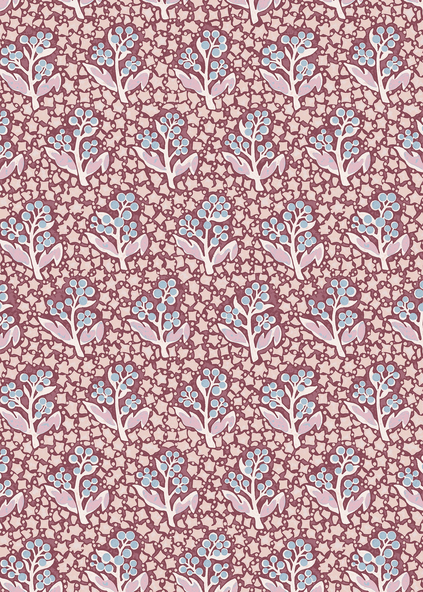 Utopia Goods red wallpaper - Designer floral wallpaper-Acacia Star Berry Wallpaper