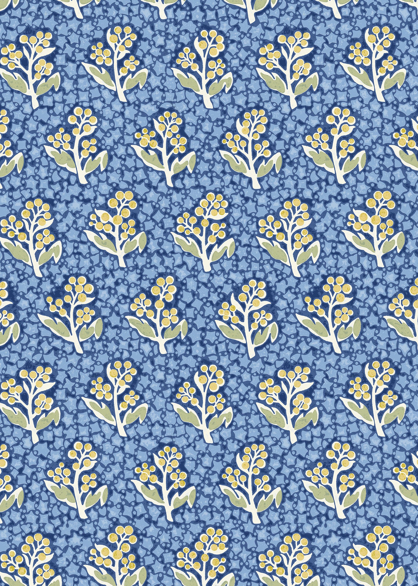 Utopia Goods blue wallpaper - Designer floral wallpaper-Acacia Star Blue Wallpaper