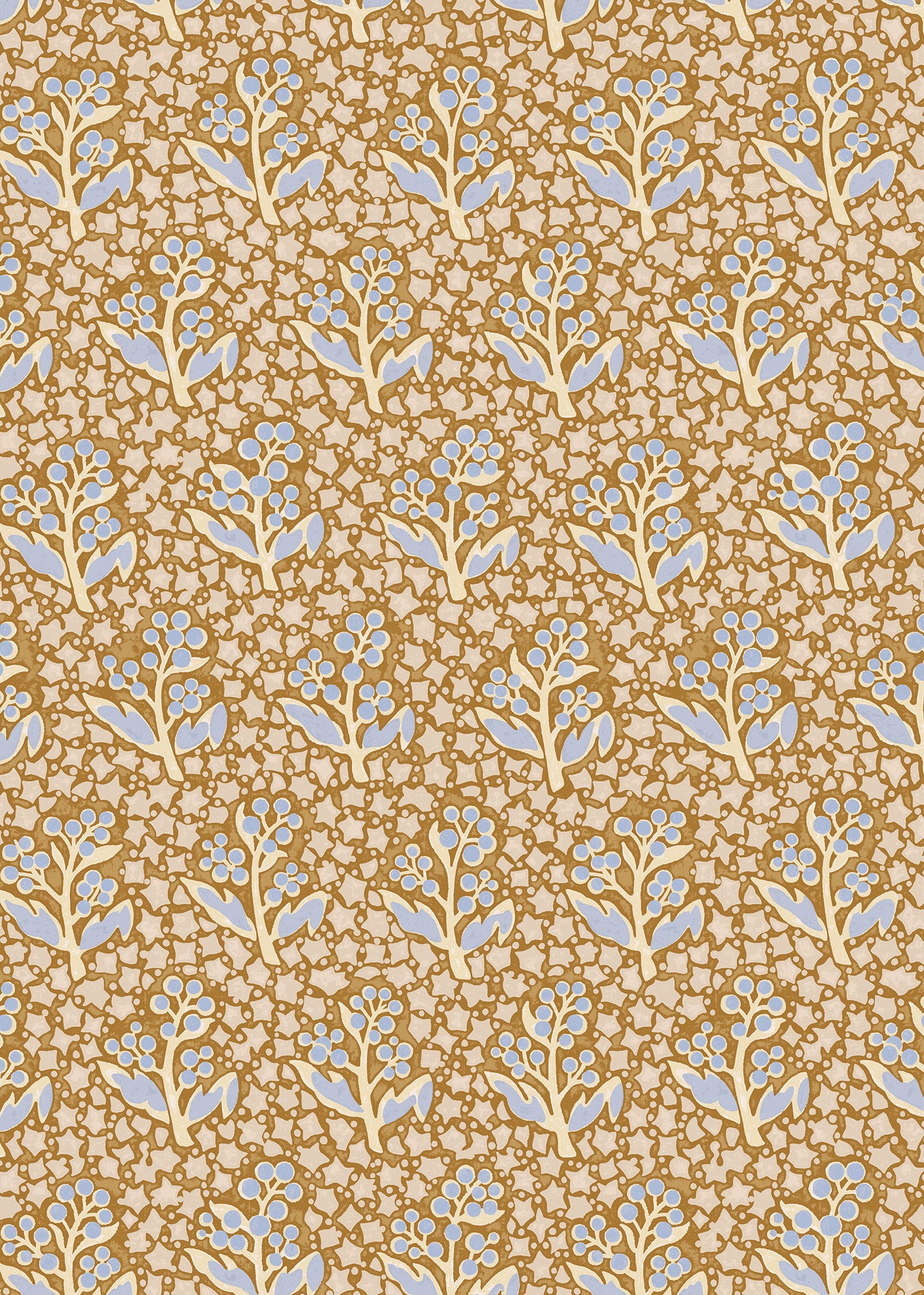 Utopia Goods yellow wallpaper - Designer floral wallpaper-Acacia Star Caramel Wallpaper