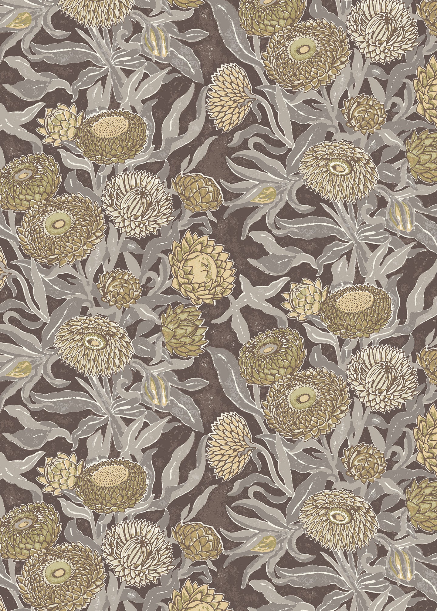 Utopia Goods brown wallpaper - Designer floral wallpaper-Everlasting Earthy Cocoa wallpaper