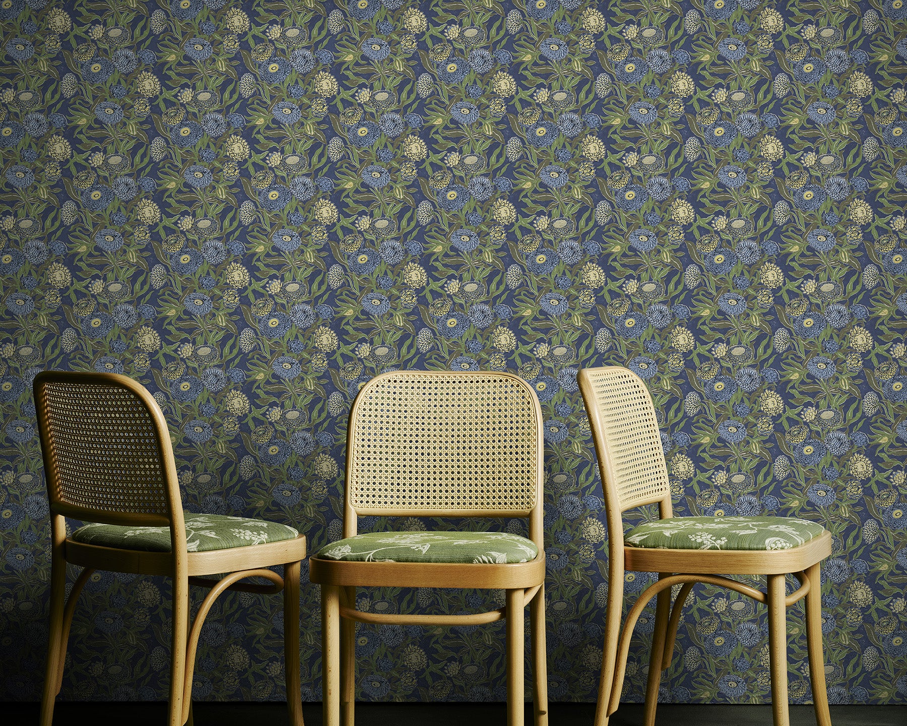 Utopia Goods Blue green wallpaper - Designer floral wallpaper-Everlasting Inky Blue Wallpaper