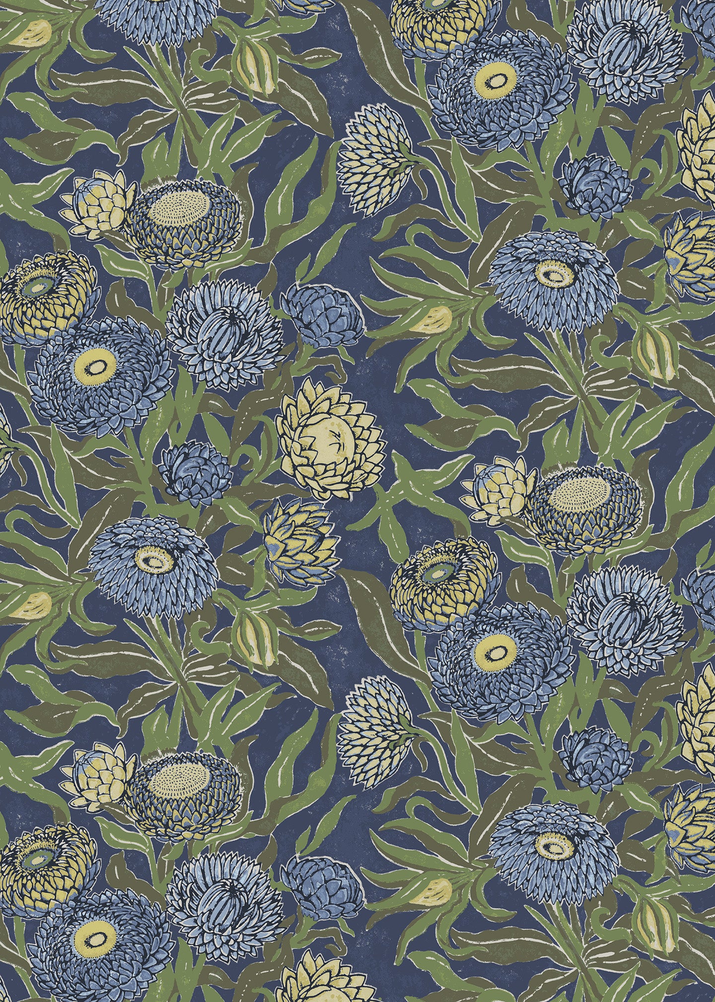 Utopia Goods Blue green wallpaper - Designer floral wallpaper-Everlasting Inky Blue Wallpaper