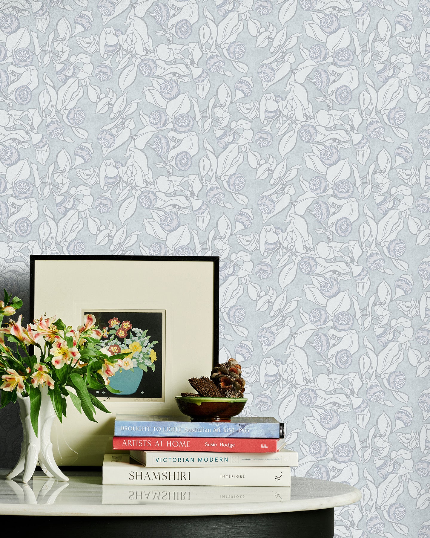 Utopia Goods blue wallpaper portrait image - Designer floral wallpaper-Mottlecah Fog wallpaper