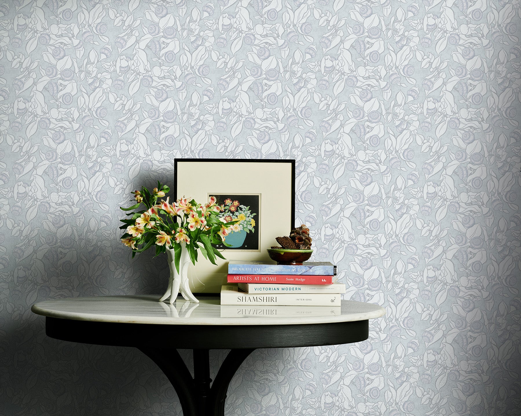 Utopia Goods blue wallpaper portrait image - Designer floral wallpaper-Mottlecah Fog wallpaper
