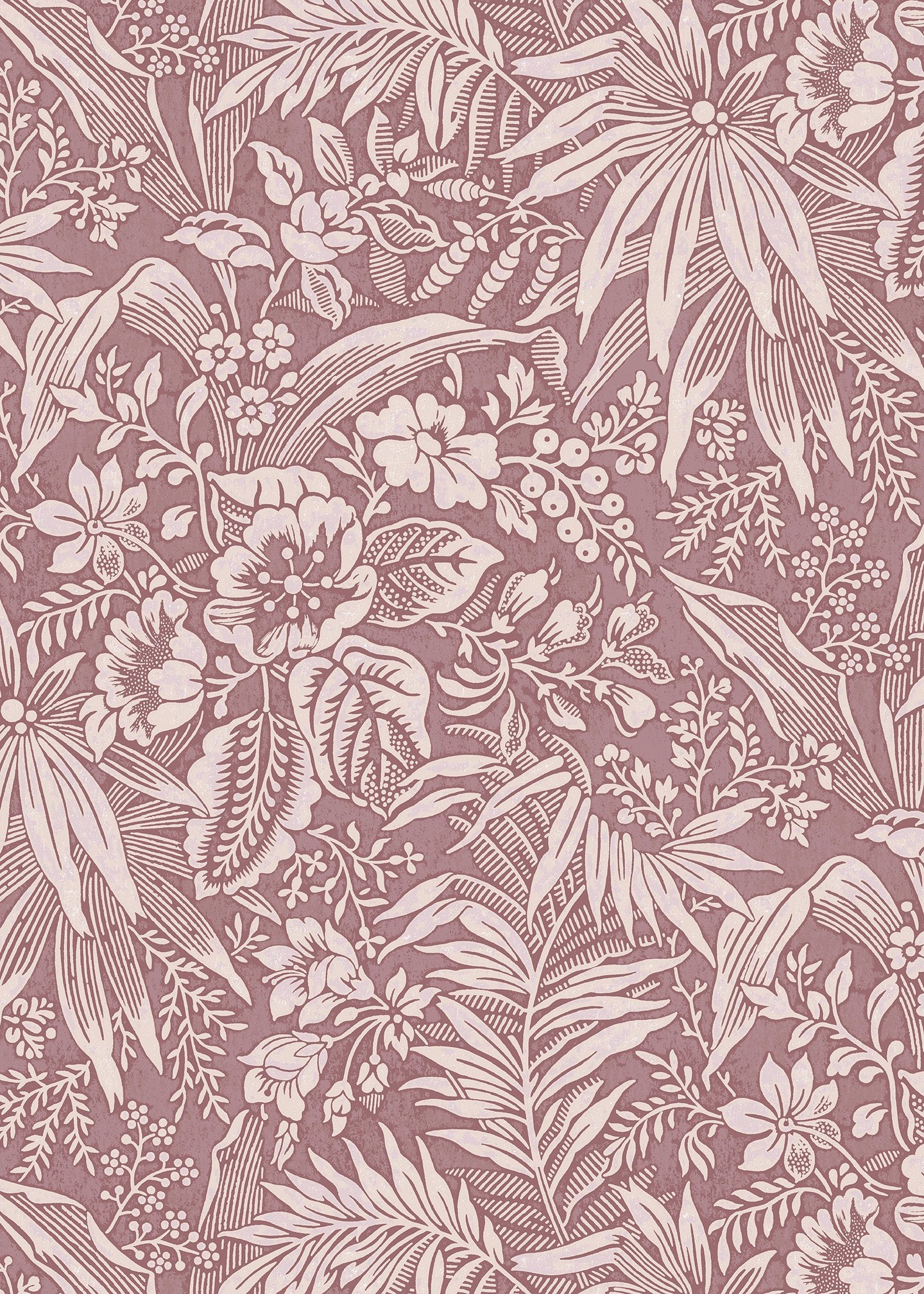Utopia Goods berry pink wallpaper - Designer floral wallpaper-Palm Grove Berry Wallpaper