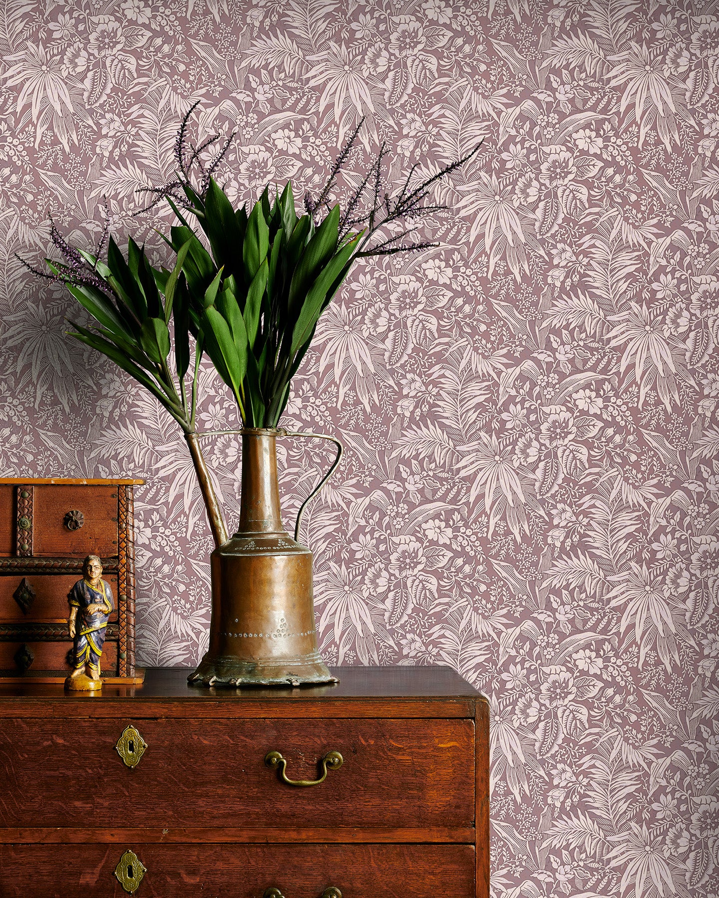 Utopia Goods berry pink wallpaper - Designer floral wallpaper-Palm Grove Berry Wallpaper