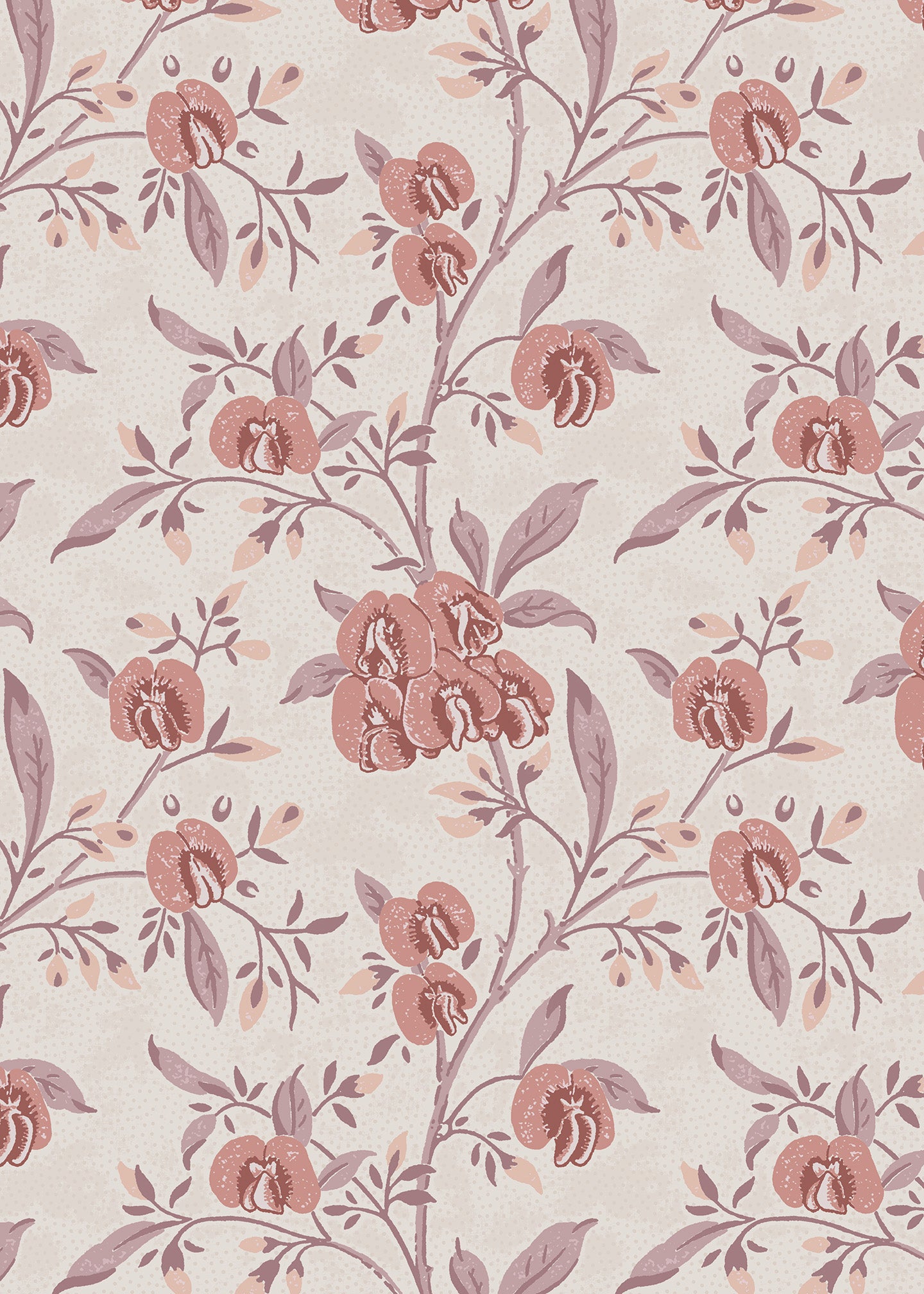 Utopia Goods pink and white wallpaper - Designer floral wallpaper-Pea flower baby pink wallpaper