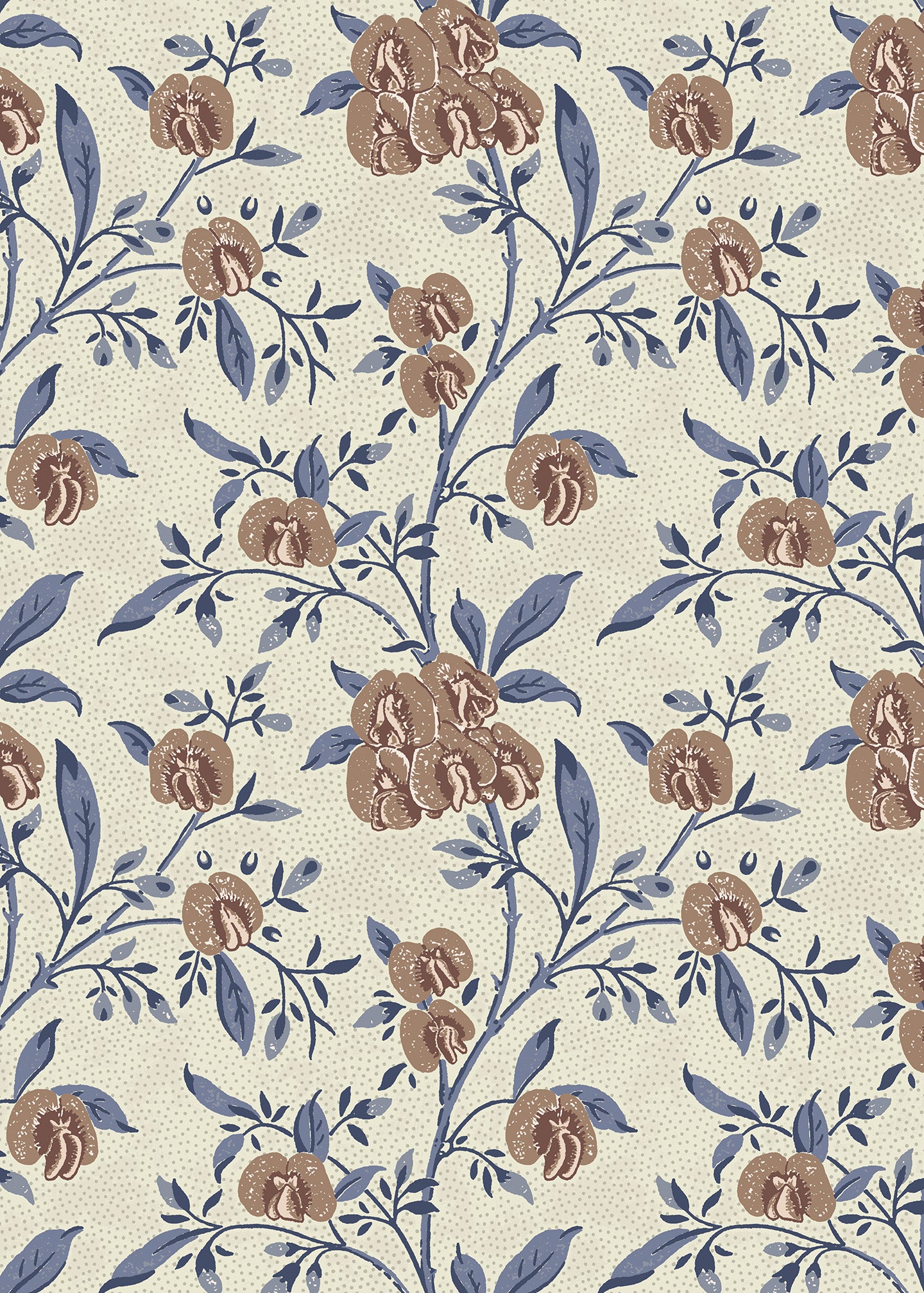 Utopia Goods blue and white wallpaper - Designer floral wallpaper-Pea flower deep blue chocolate wallpaper
