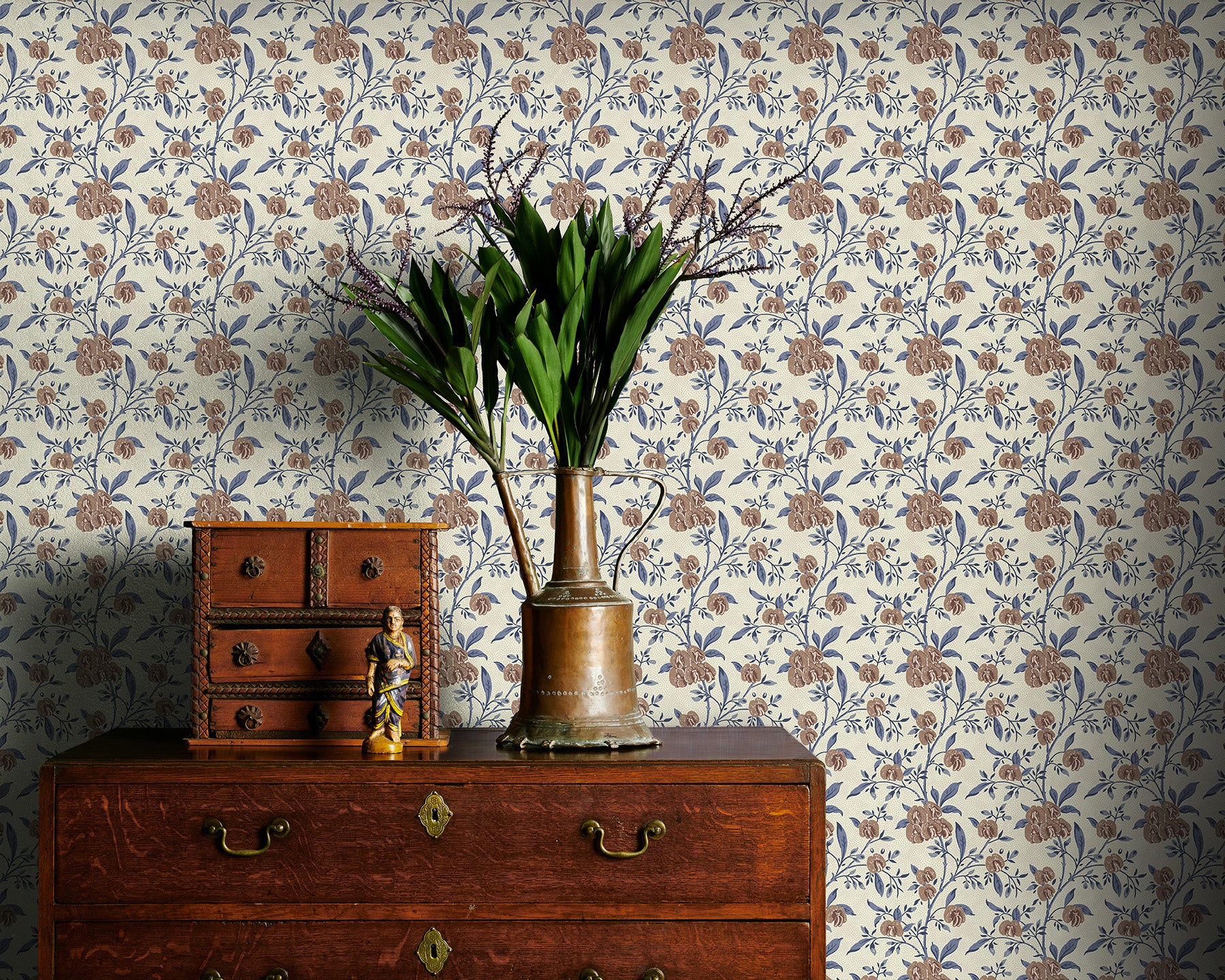 Utopia Goods blue and white wallpaper - Designer floral wallpaper-Pea flower deep blue chocolate wallpaper