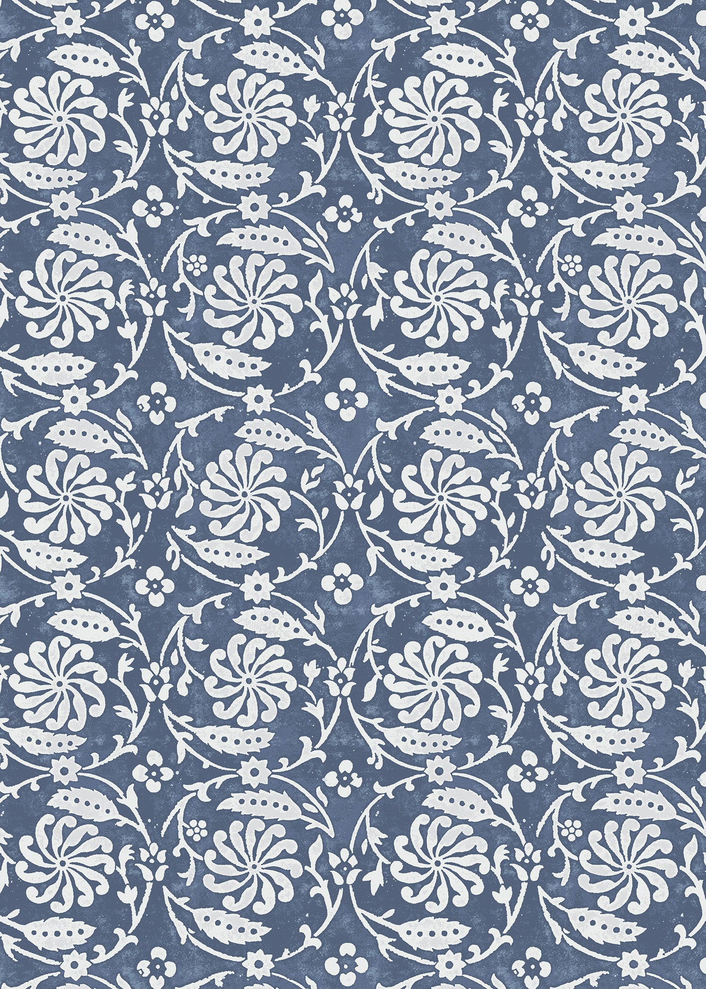 Utopia Goods blue wallpaper - Designer floral wallpaper - Pinwheel Denim Blue Wallpaper