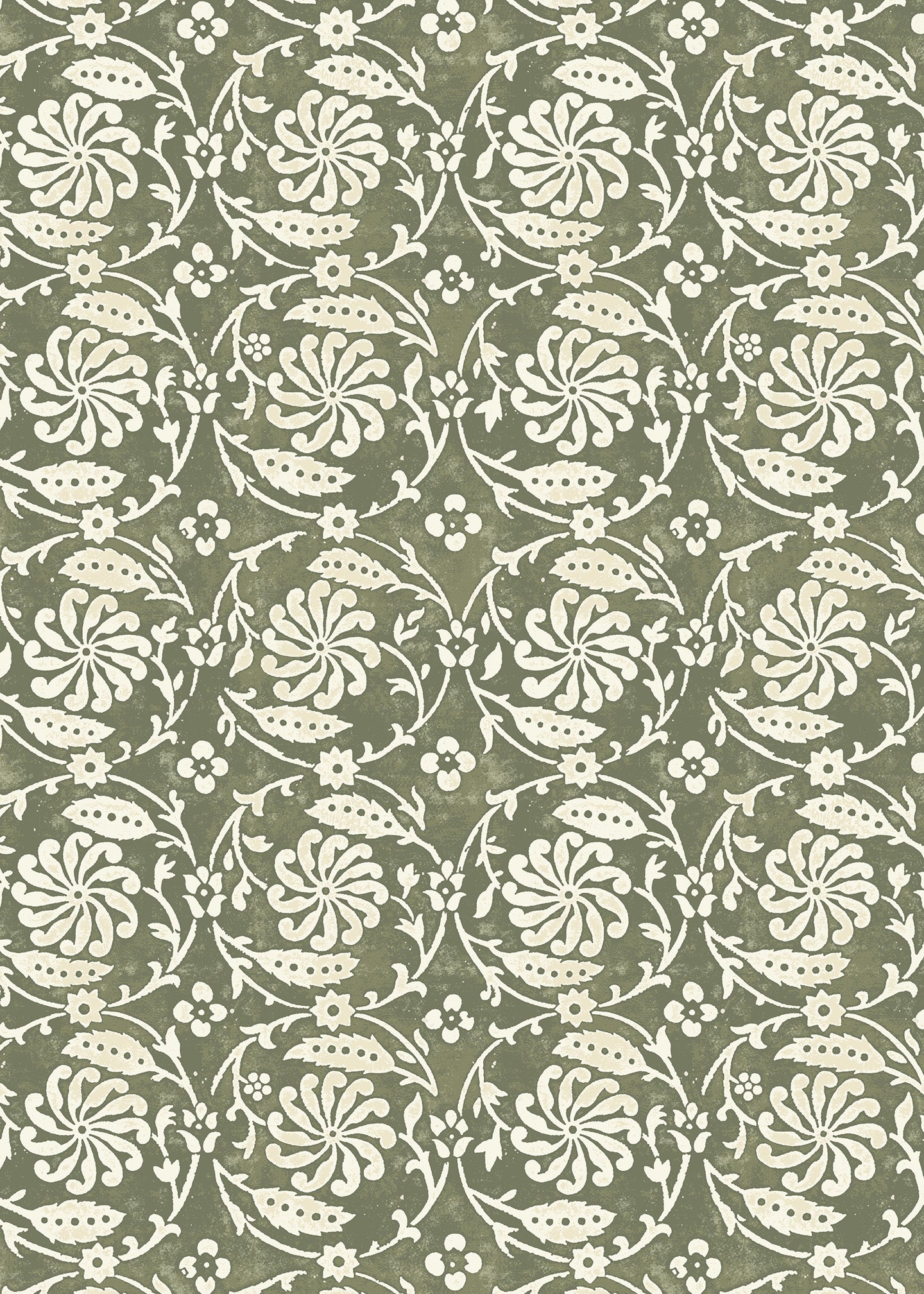 Utopia Goods green wallpaper - Designer floral wallpaper - Pinwheel Olive Wallpaper