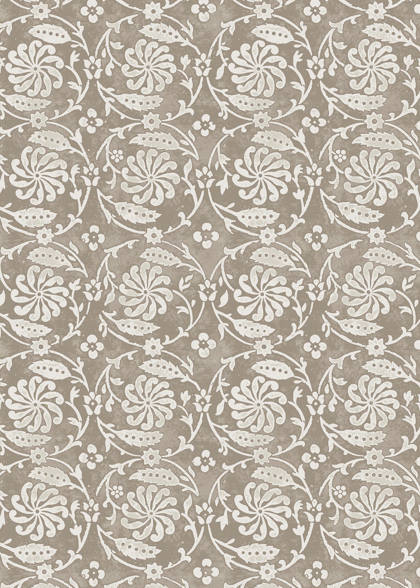 Utopia Goods beige wallpaper-Portrait Image-Designer floral wallpaper-Pinwheel Taupe Wallpaper