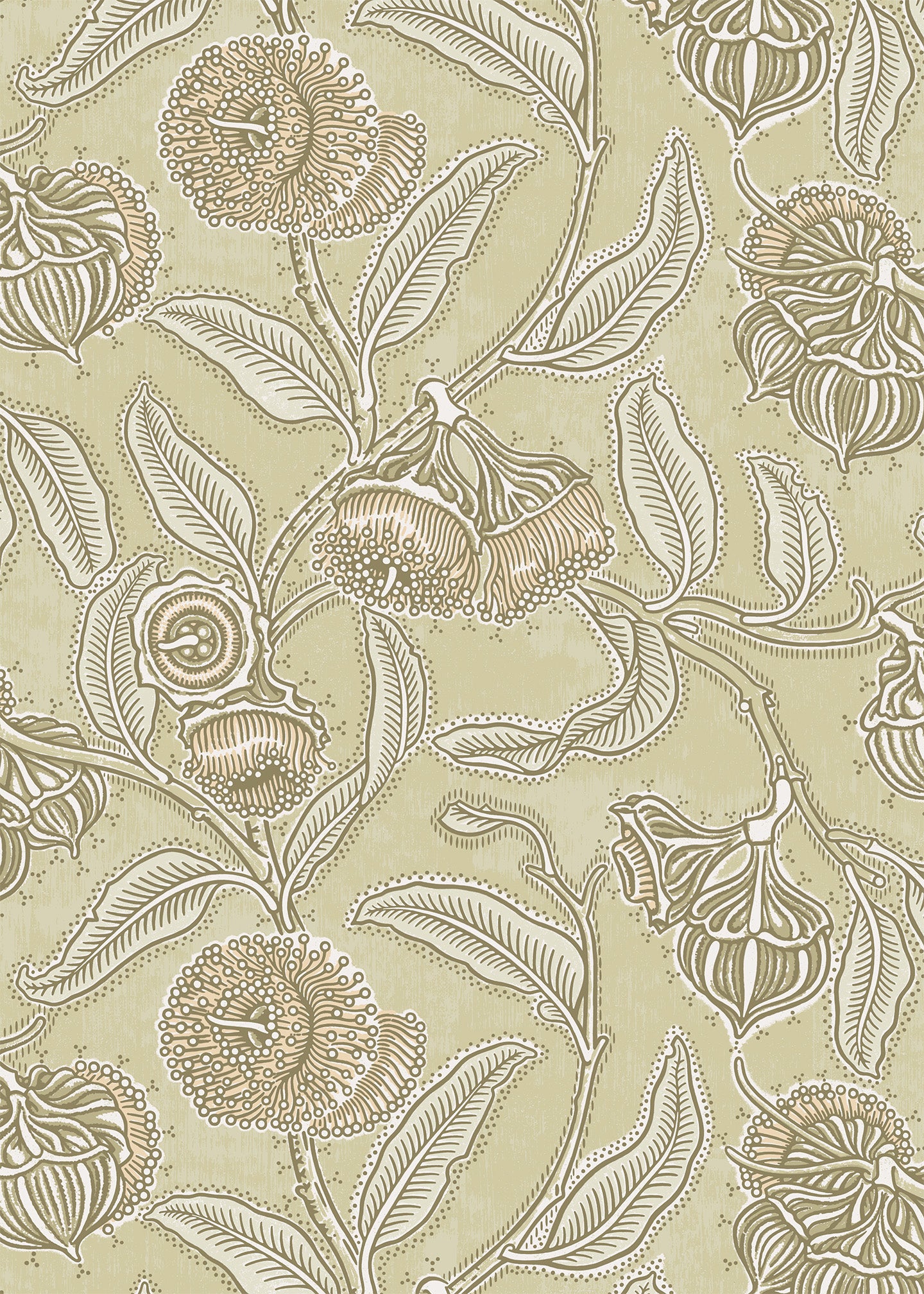 Utopia Goods yellow green wallpaper - Designer floral wallpaper-Youngiana Country Haystack Wallpaper