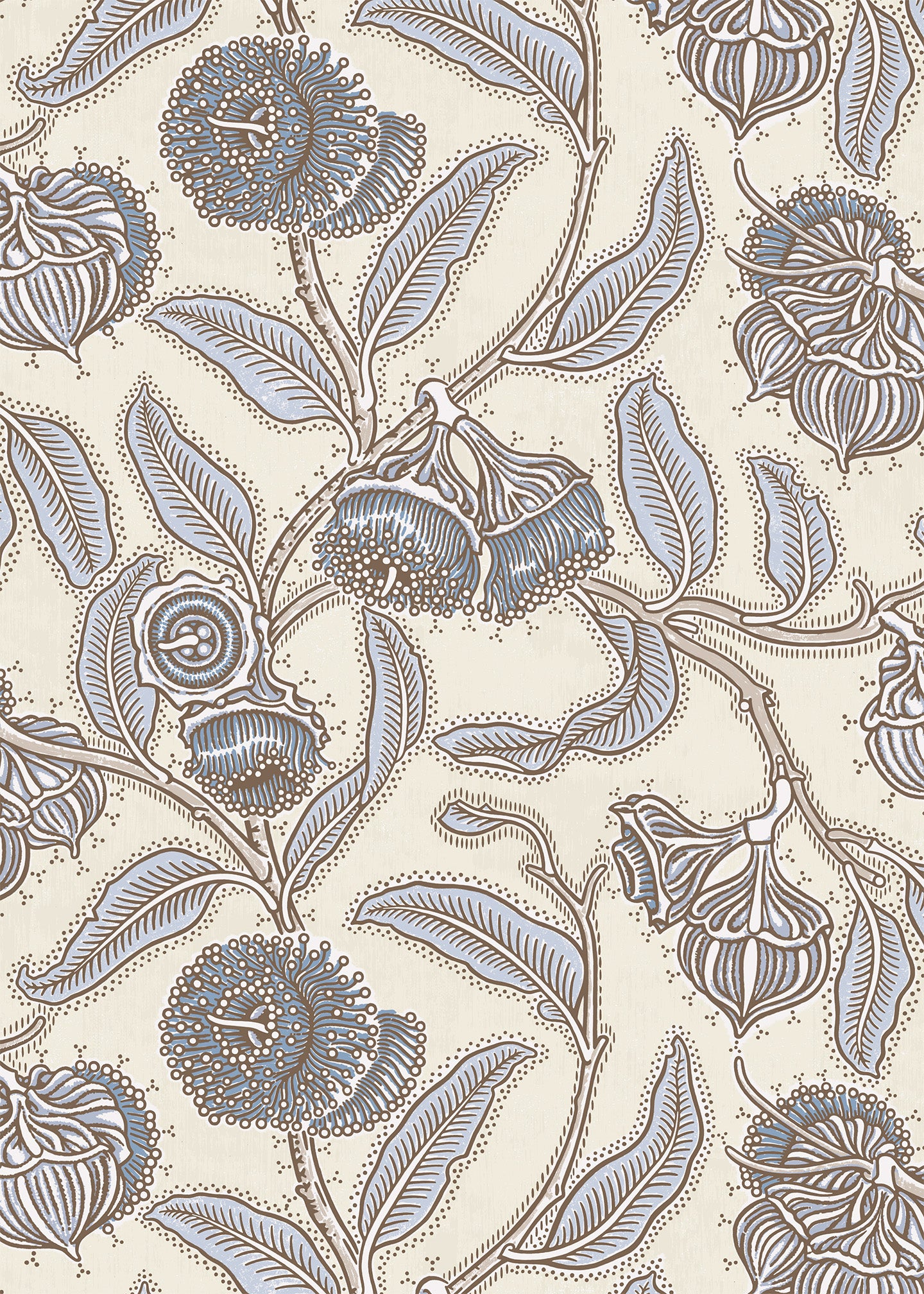 Utopia Goods Blue and cream Wallpaper - Designer floral wallpaper-Youngiana Lavender Blue Wallpaper