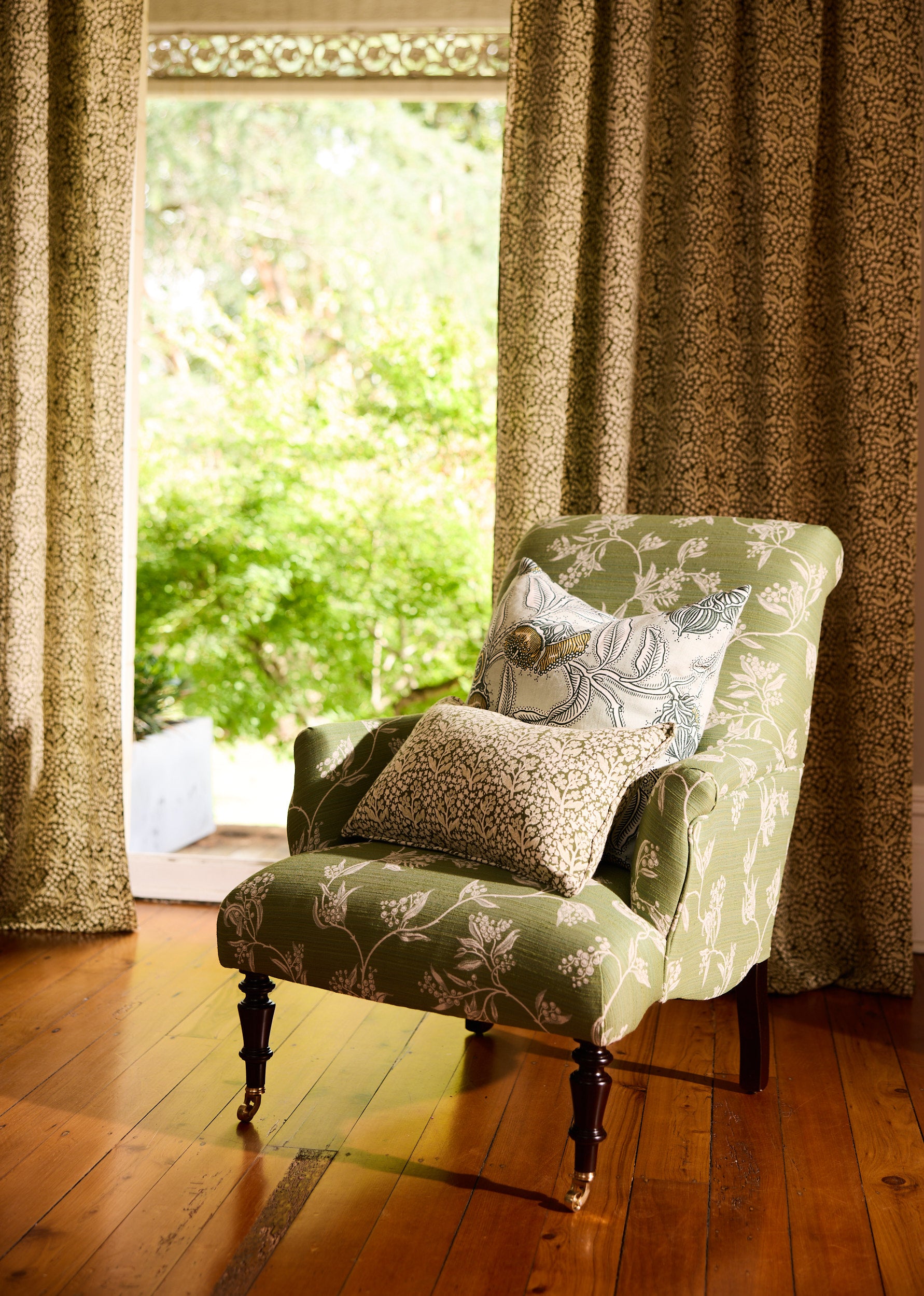 French Parlour Chair - Wattle Green Performance Fabric