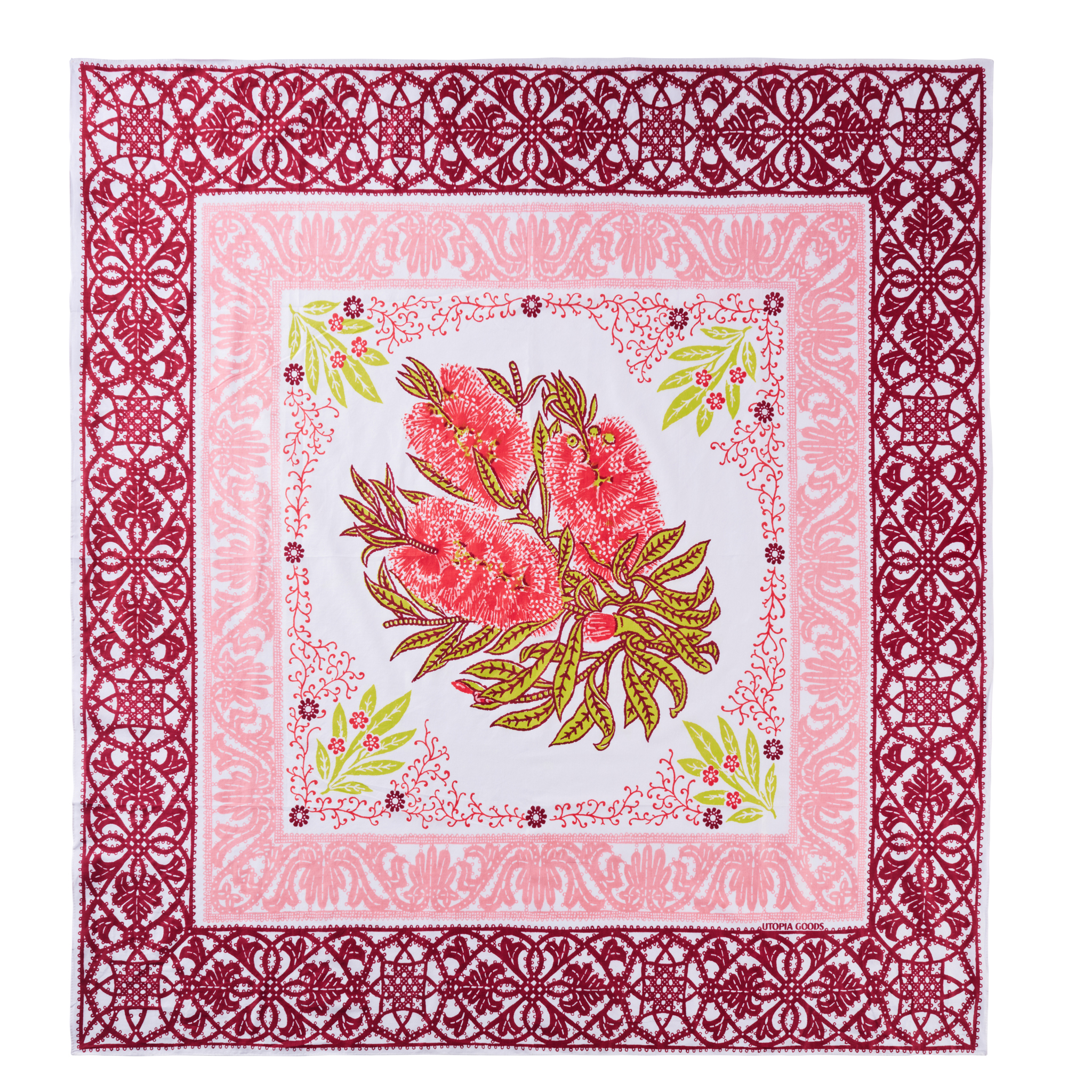 Large Bottle Brush Red Cotton Scarf