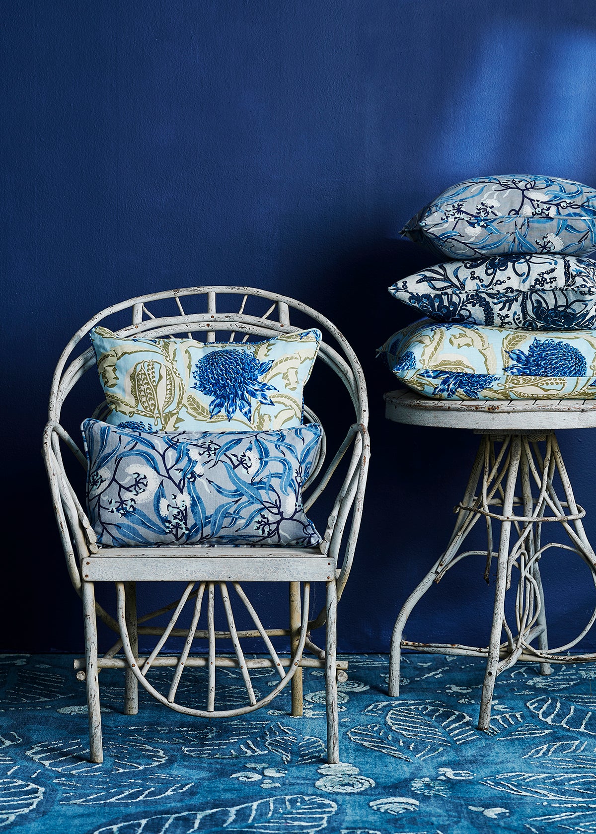 River Gum Blue Bolster Cushion Cover