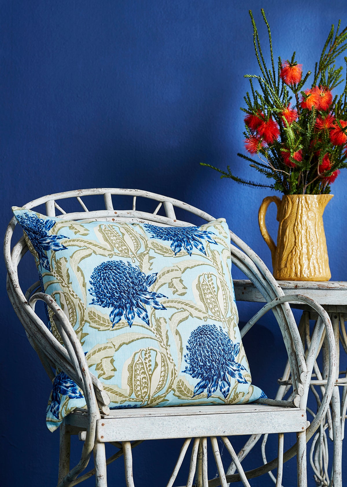 State of Waratah Blue Large Cushion Cover