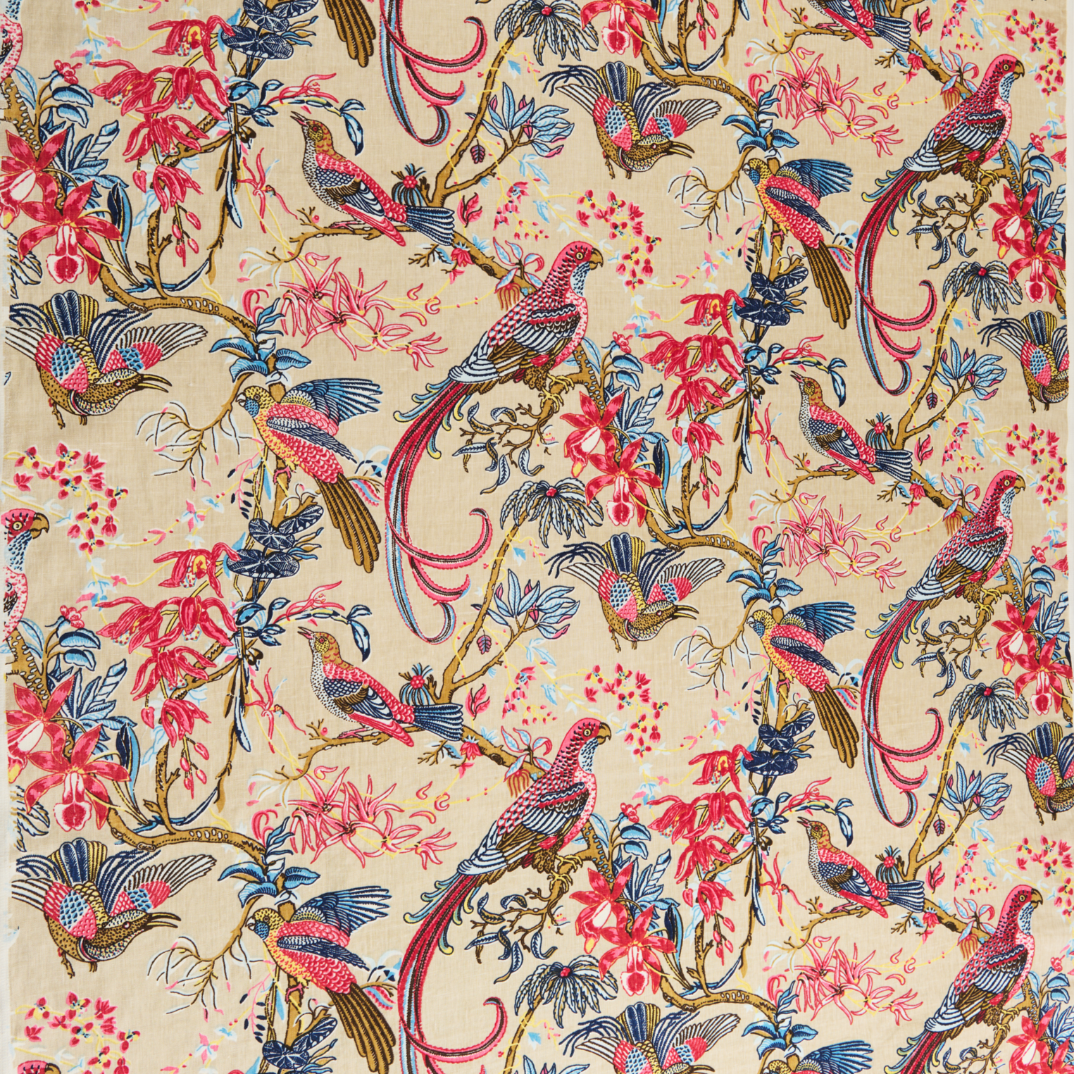 UtopiaGoods-Exotica-FurnishingFabric-Linen-Birds-Animals-AustralianDesign