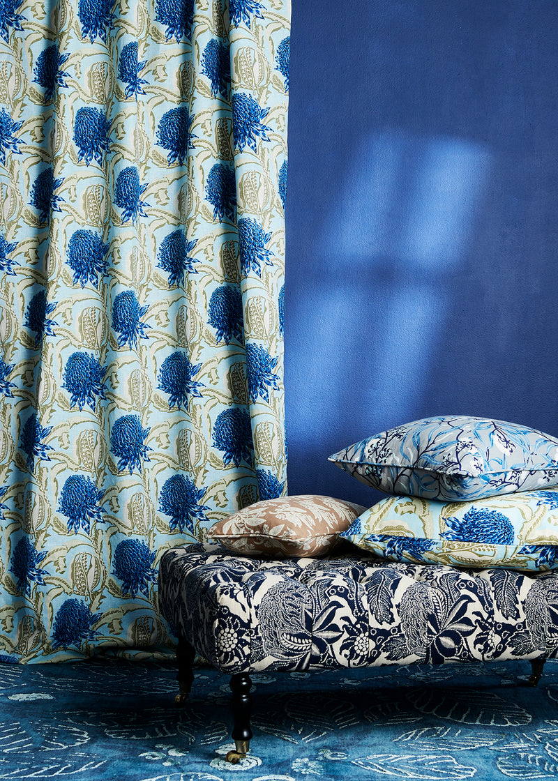 State of Waratah Blue Furnishing Linen