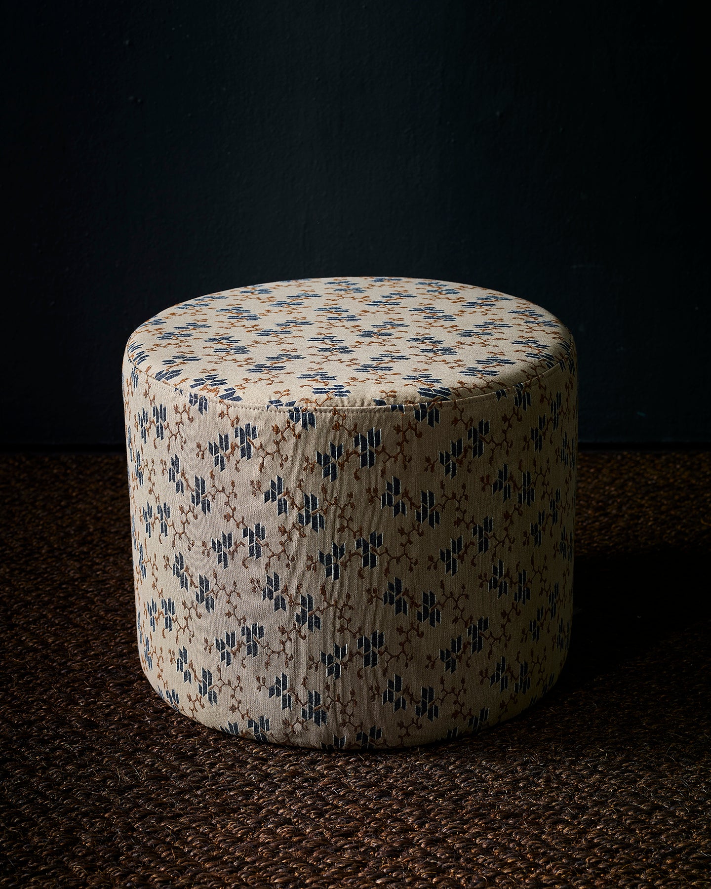 Geometric Buds Natural Small Round Ottoman