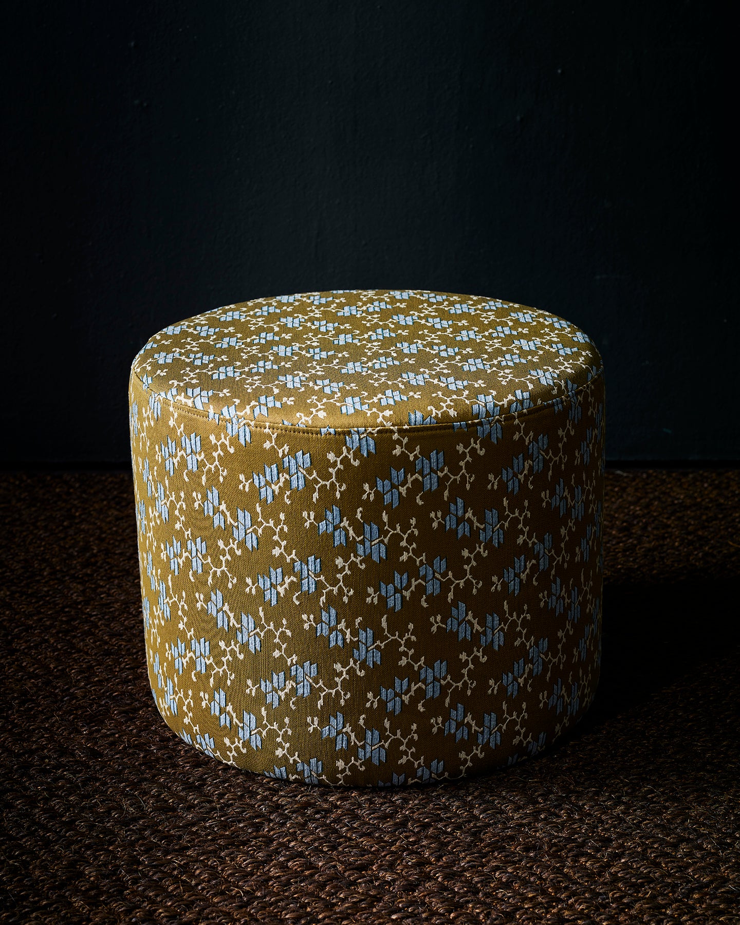 Geometric Buds Khaki Small Round Ottoman