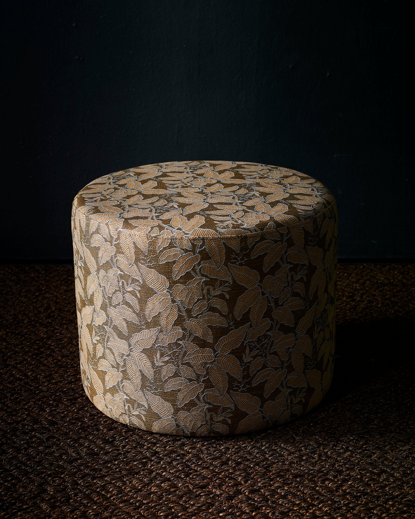 Foliage Chocolate Small Round Ottoman