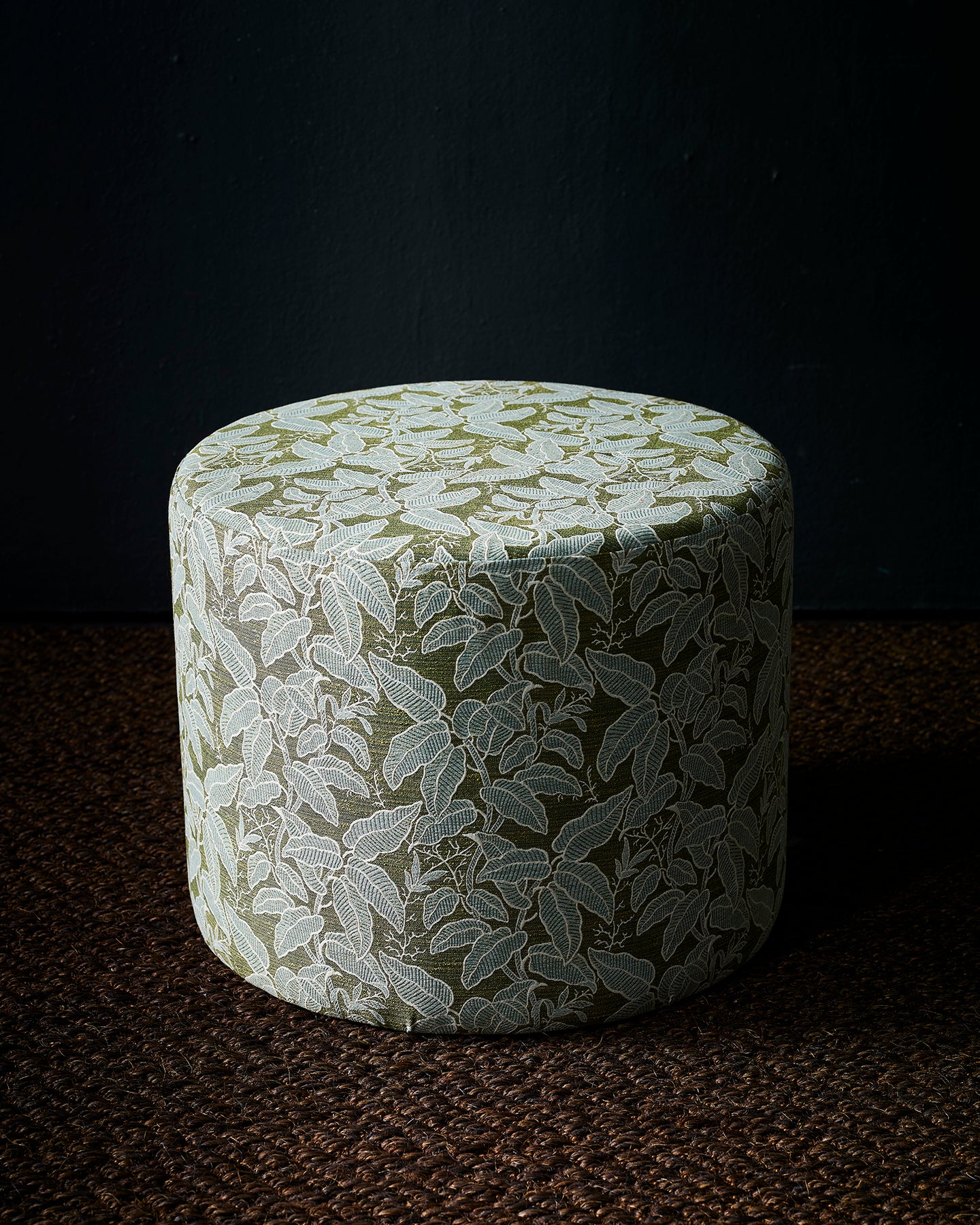 Foliage Green Small Round Ottoman
