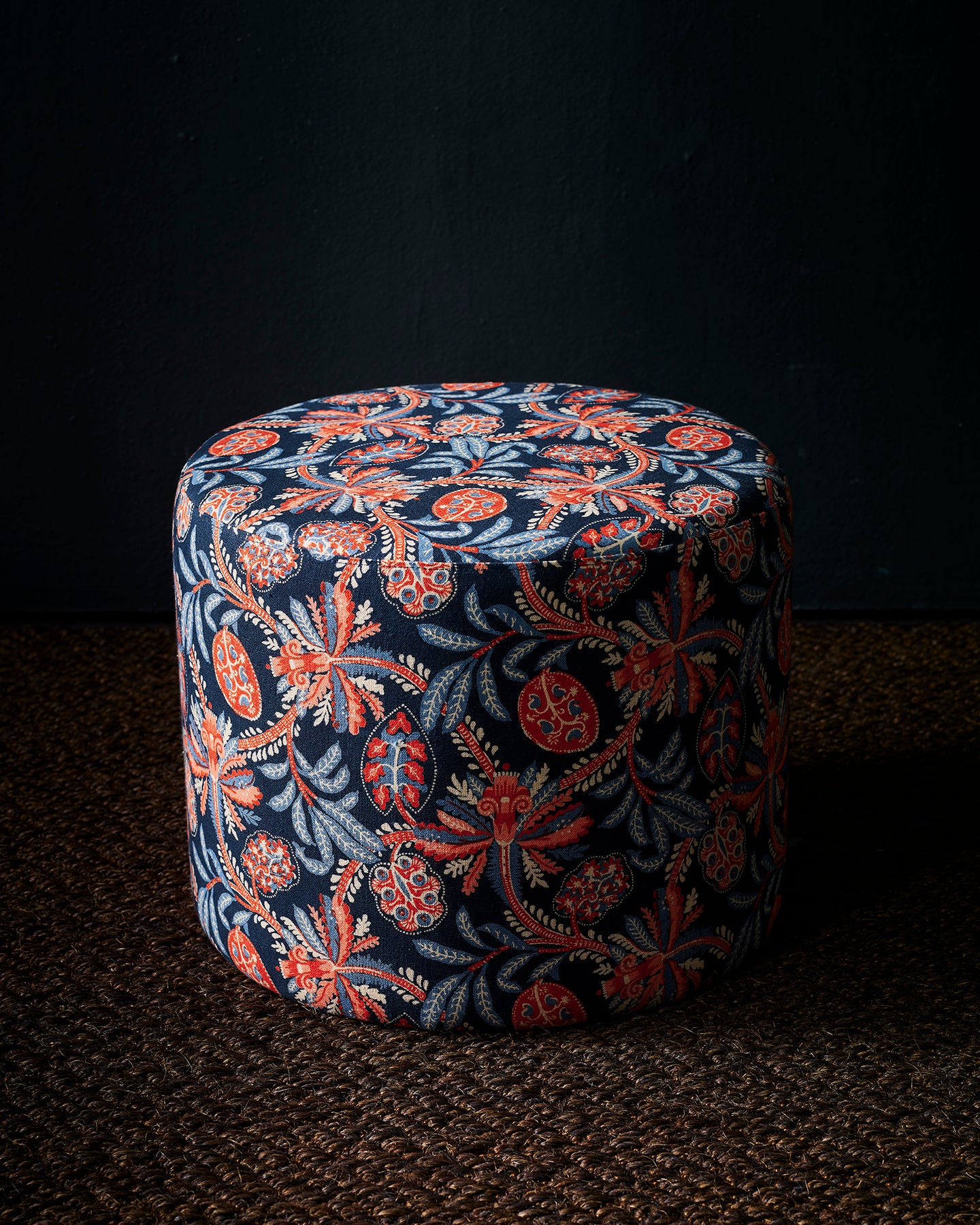 Honeyflower Indigo Small Round Ottoman